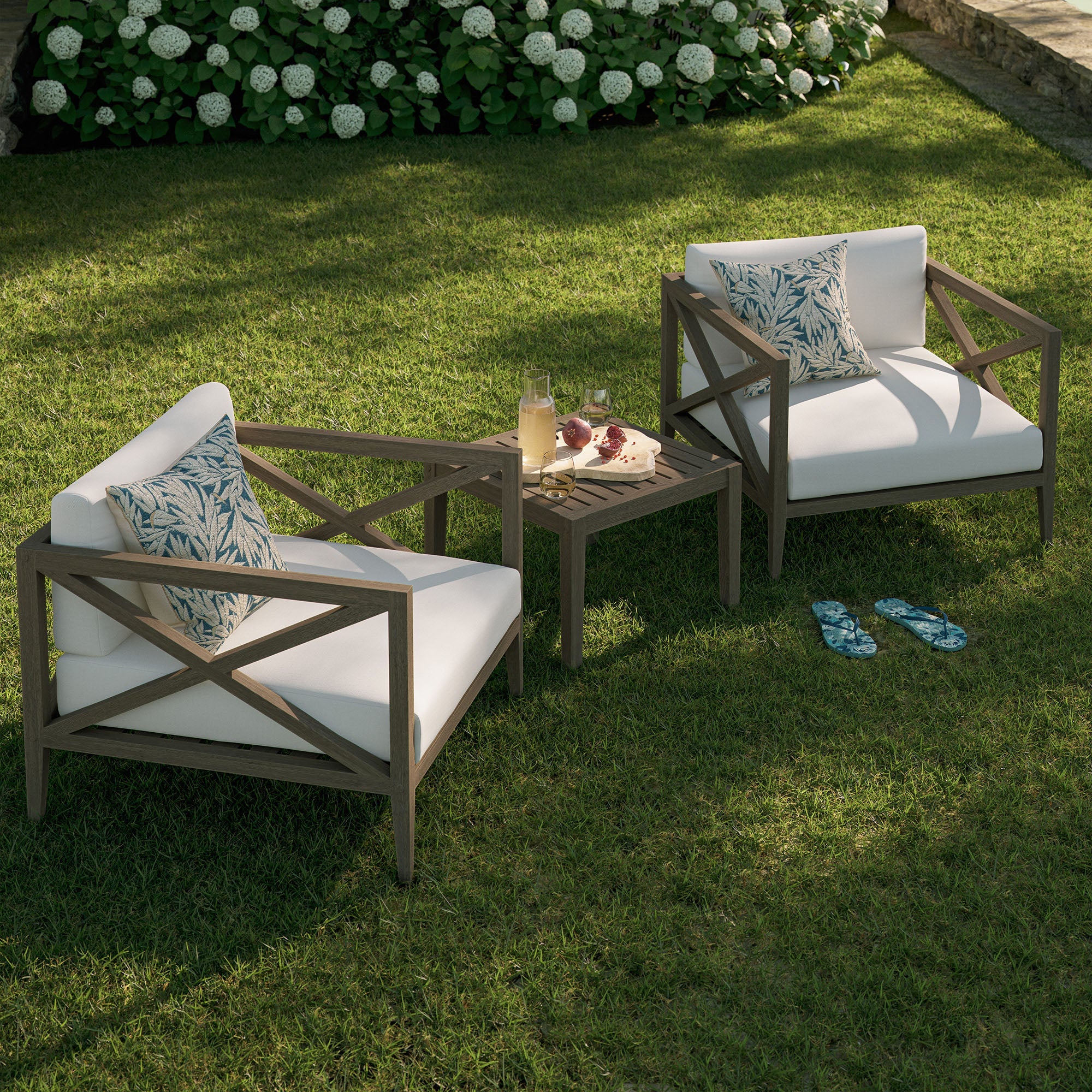 3-Piece Outdoor Teak Wood Patio Armchair and Side Table Set - Image 5