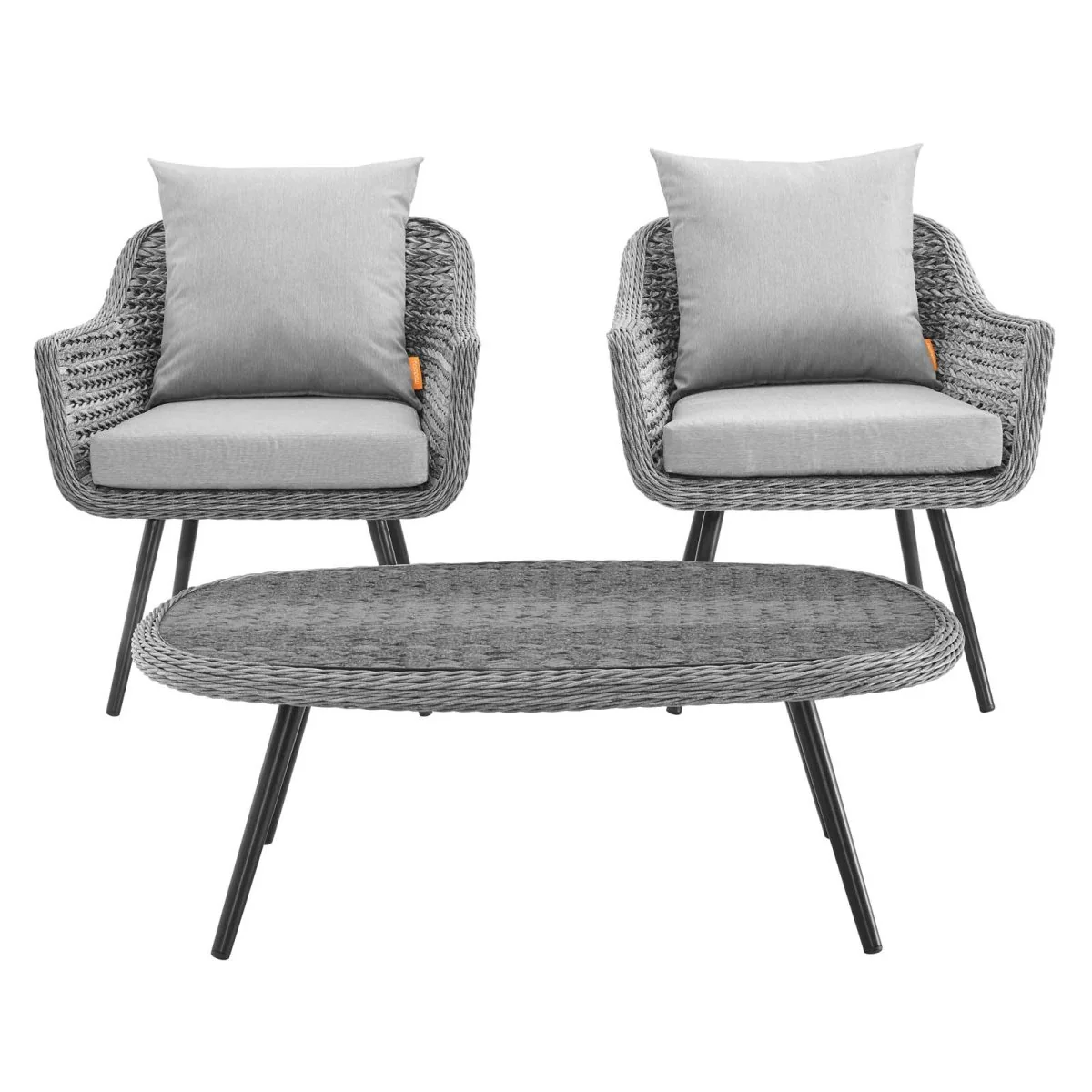 3-Piece Outdoor Wicker Rattan Armchair and Coffee Table Set - Image 7