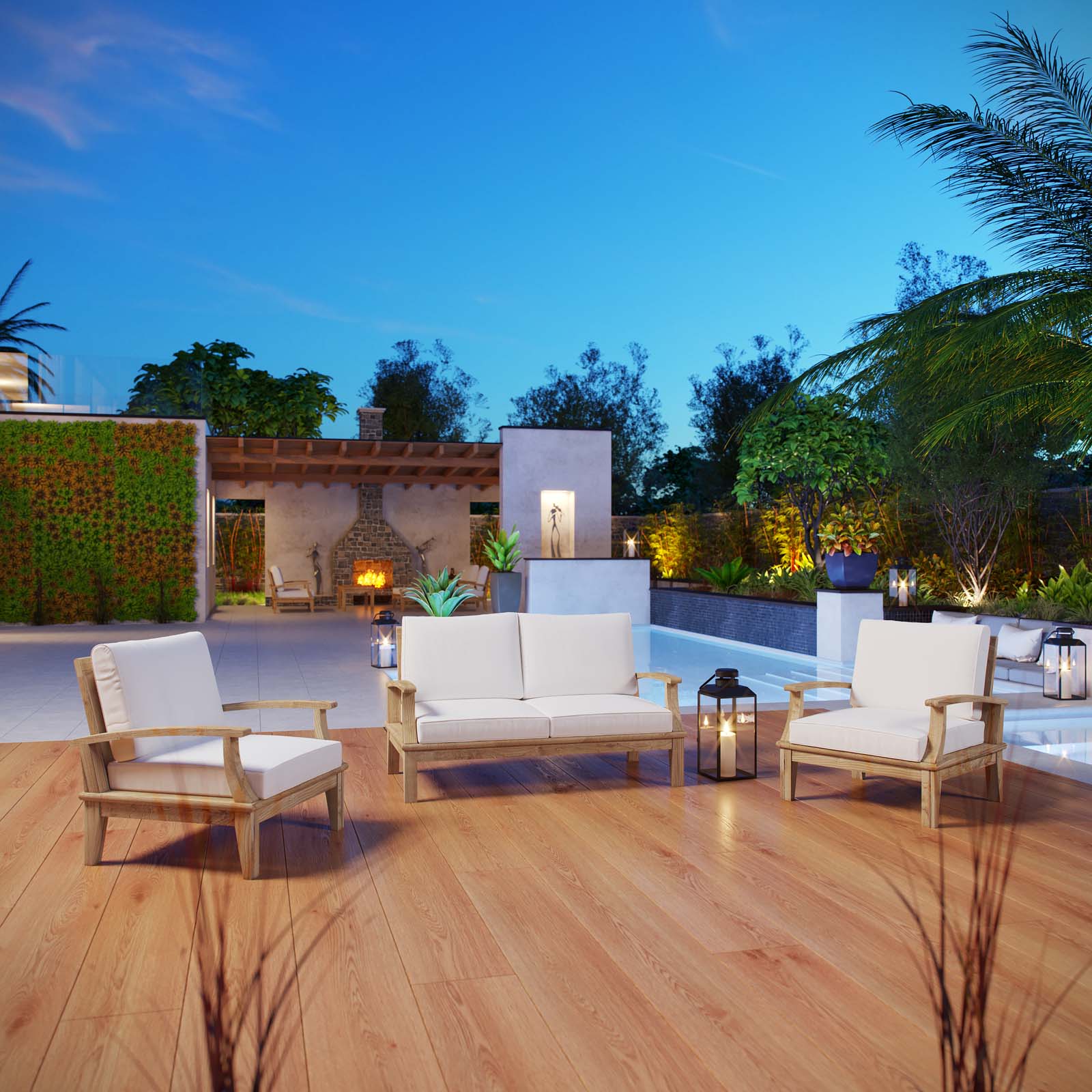 3-Piece Teak Wood Outdoor Patio Furniture Set for Outdoor Patio and Garden Seating - Image 6