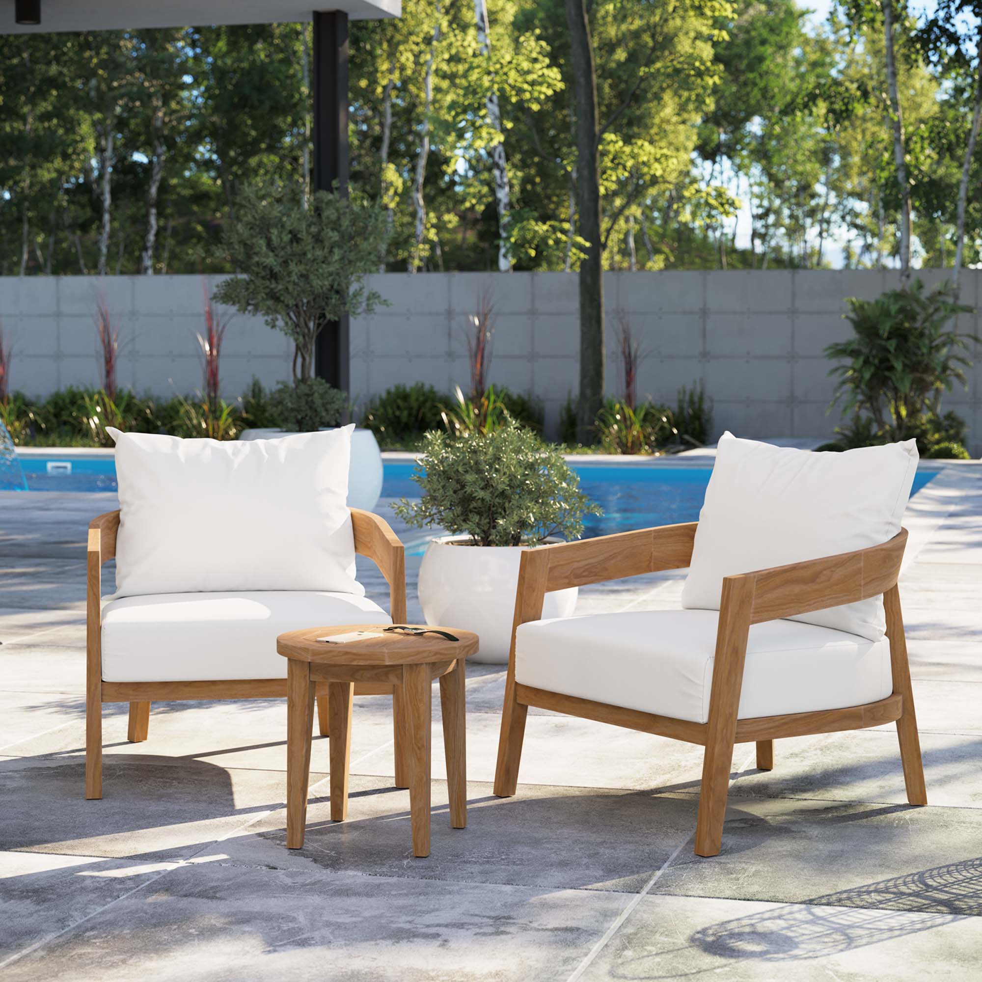 3-Piece Teak Wood Outdoor Patio Set for Garden, Deck and Balcony — Classic Seating - Image 12
