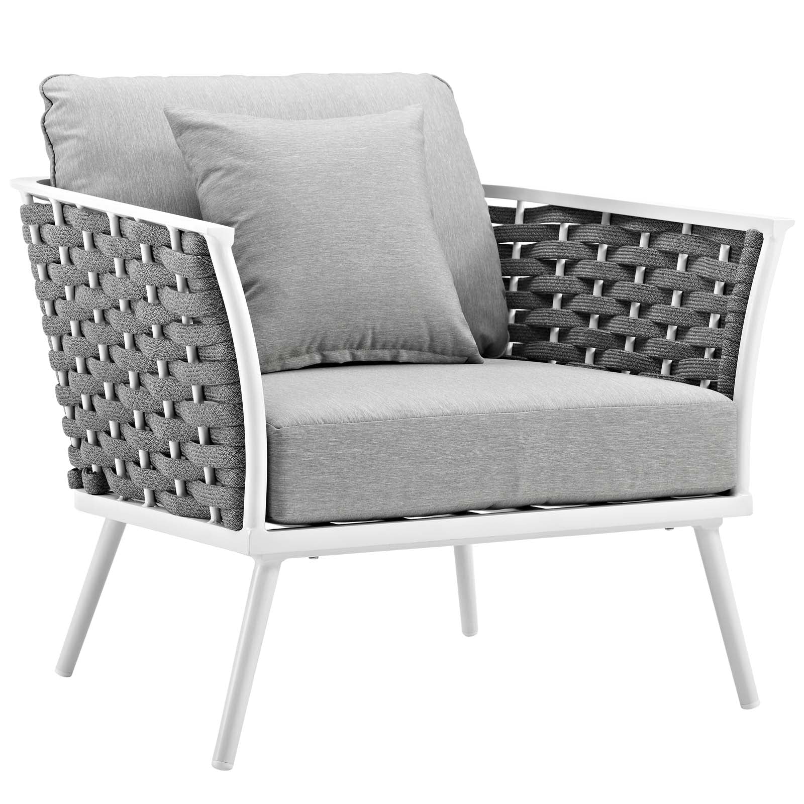 3-Piece White Gray Aluminum Rope Patio Sectional Set - Image 3