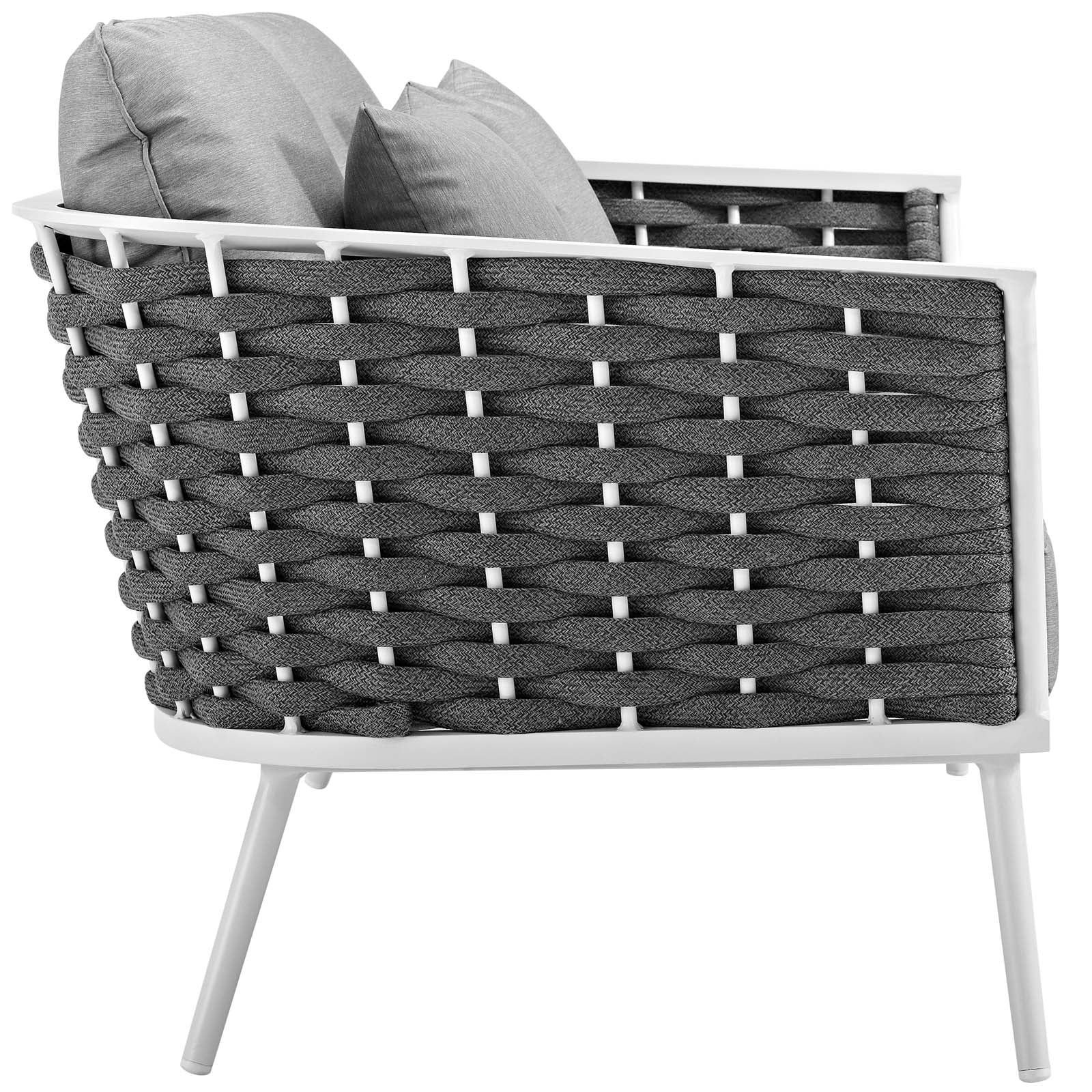 3-Piece White Gray Aluminum Rope Patio Sectional Set - Image 5
