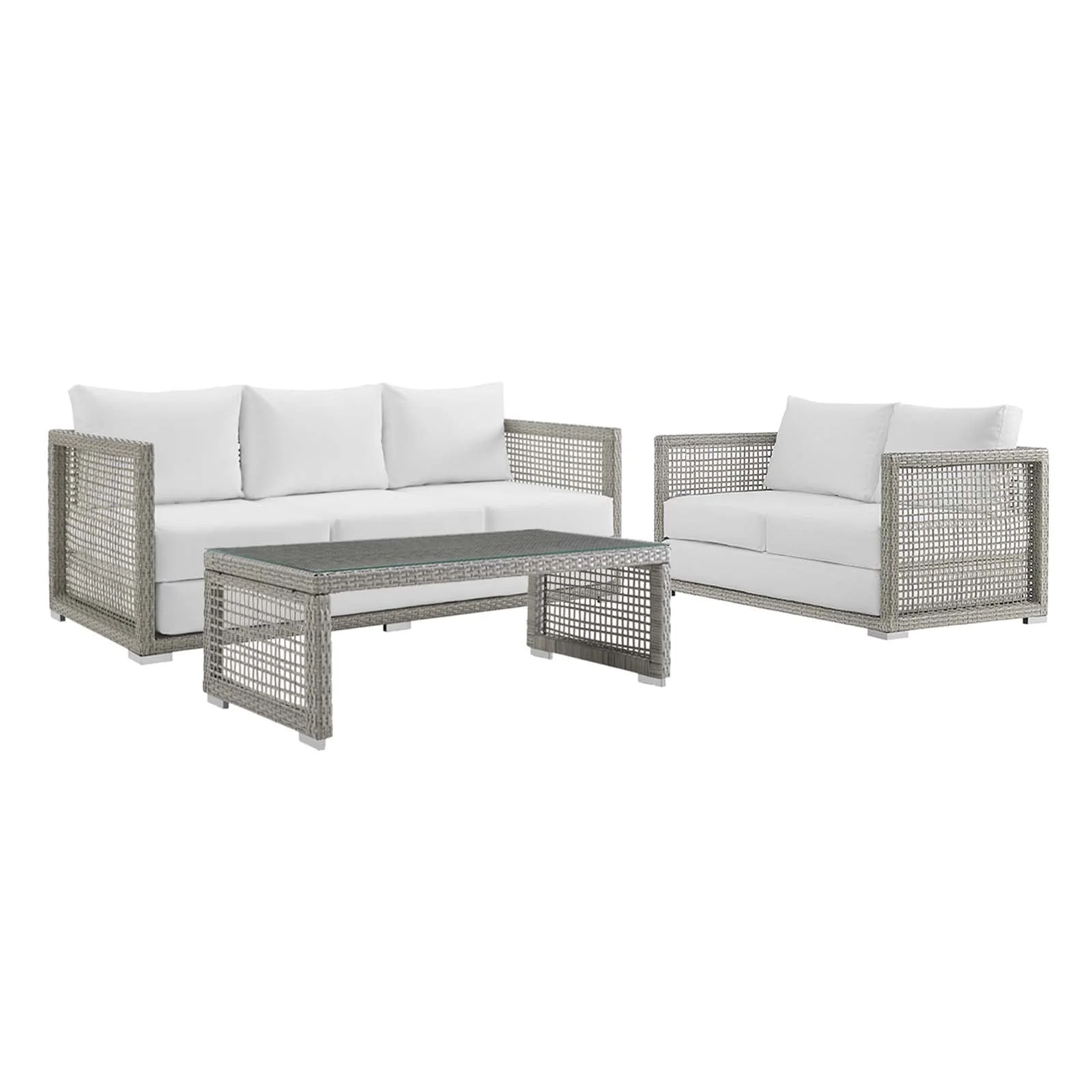 3-Piece Wicker Rattan Outdoor Patio Furniture Set for Deck and Garden Spaces