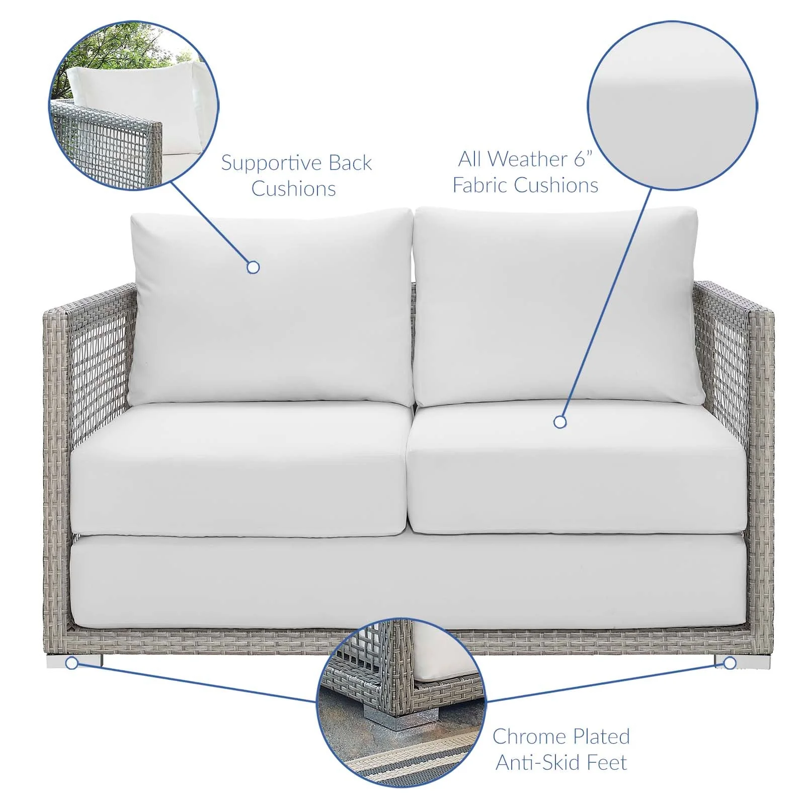 3-Piece Wicker Rattan Outdoor Patio Furniture Set for Deck and Garden Spaces - Image 2