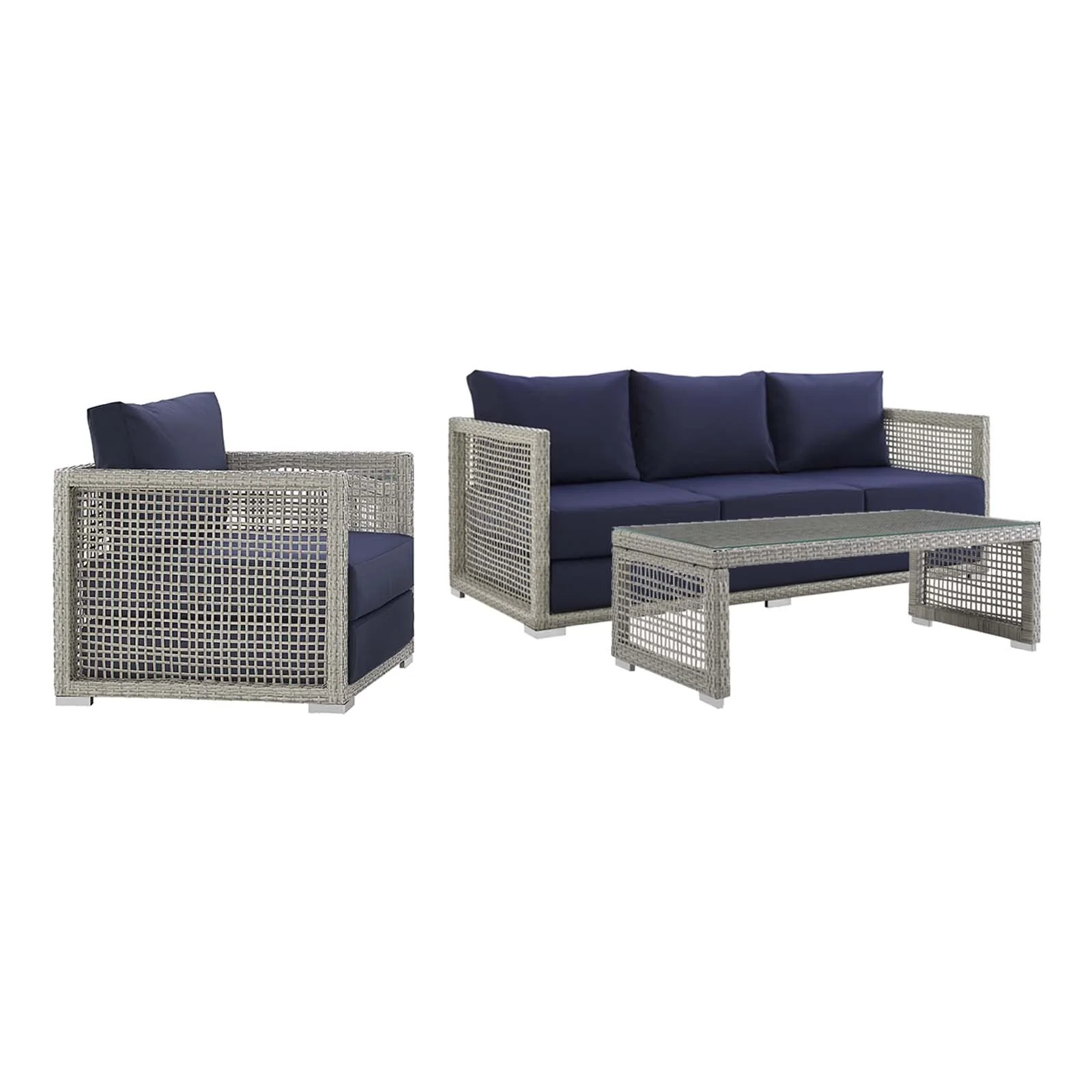 3-Piece Wicker Rattan Outdoor Patio Set for Garden, Balcony and Poolside Seating Ensemble - Image 10