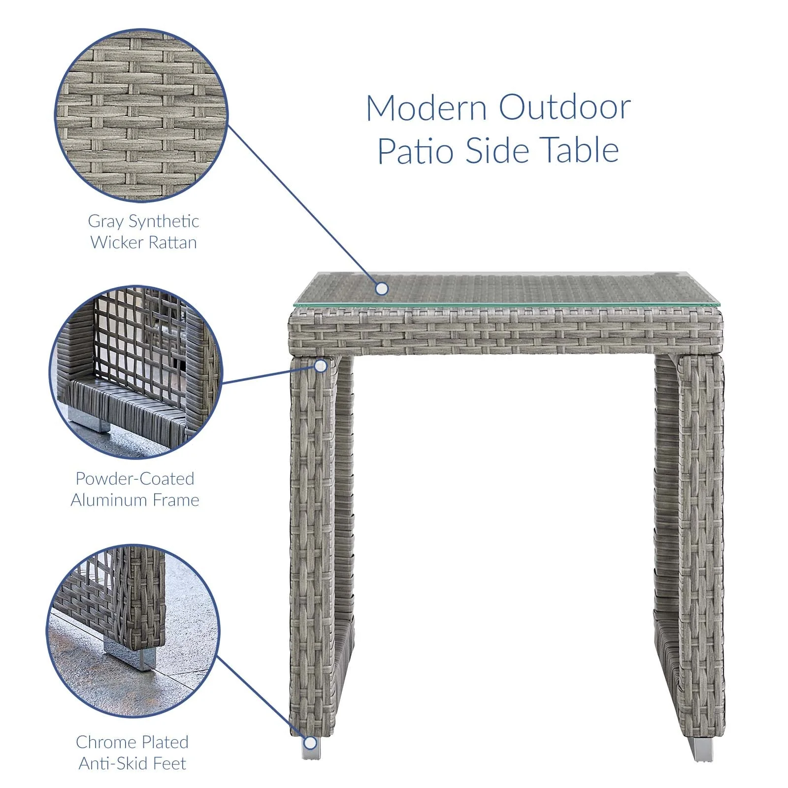 3-Piece Wicker Rattan Outdoor Patio Set with Table and Two Chairs, Patio Seating - Image 3