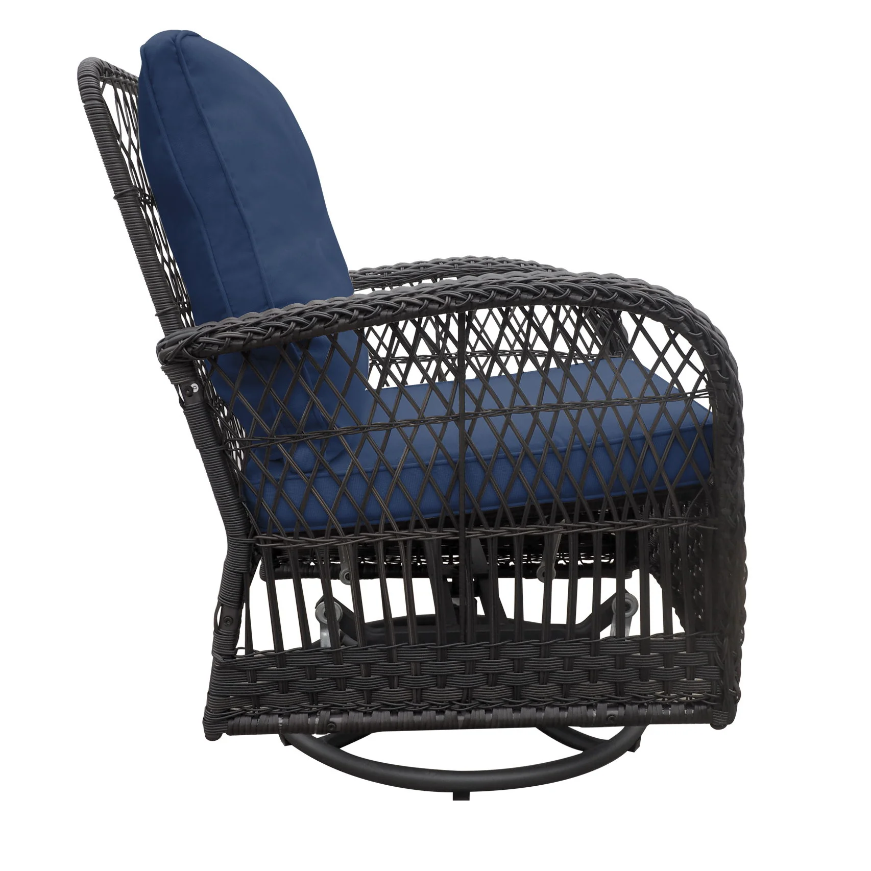 3 Pieces Conversation Set, Outdoor Wicker Rocker Swivel Patio Bistro Set, Rocking Chair With Glass Top Side Table - Image 17
