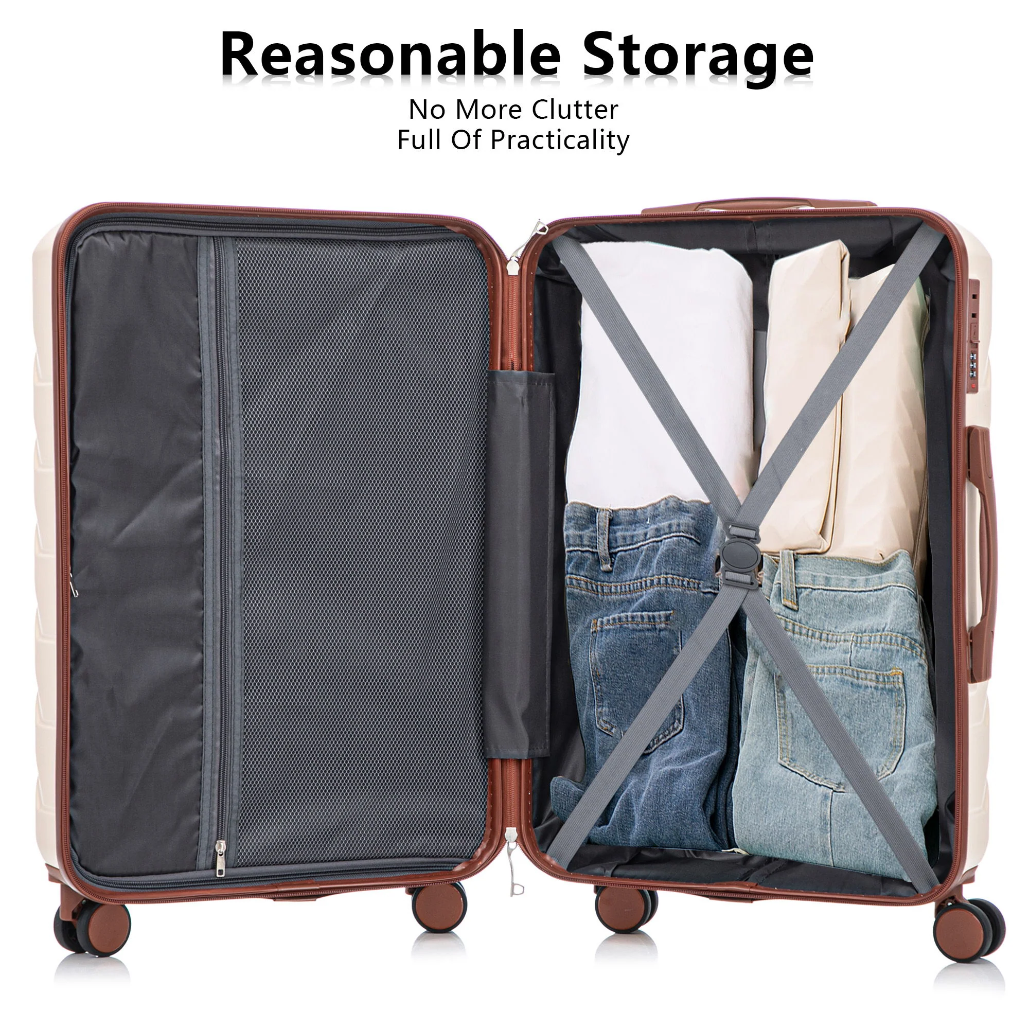 3 Pieces Set 20" / 24" / 28" Spinner Wheel Luggage With Combination Lock - Image 40