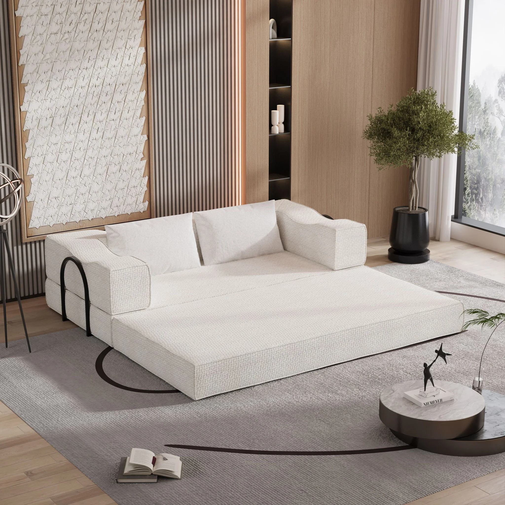 3 Seat Folding Floor Couch & King Size Bed Mattress - Image 18