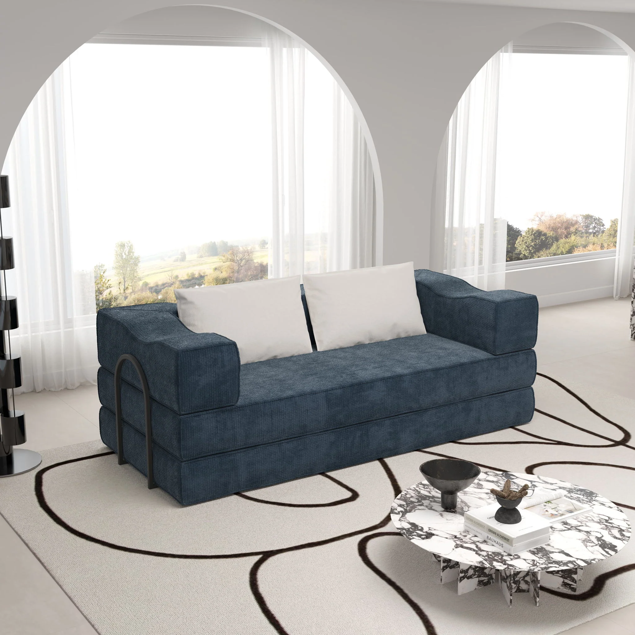 3 Seat Folding Floor Couch & King Size Bed Mattress - Image 20