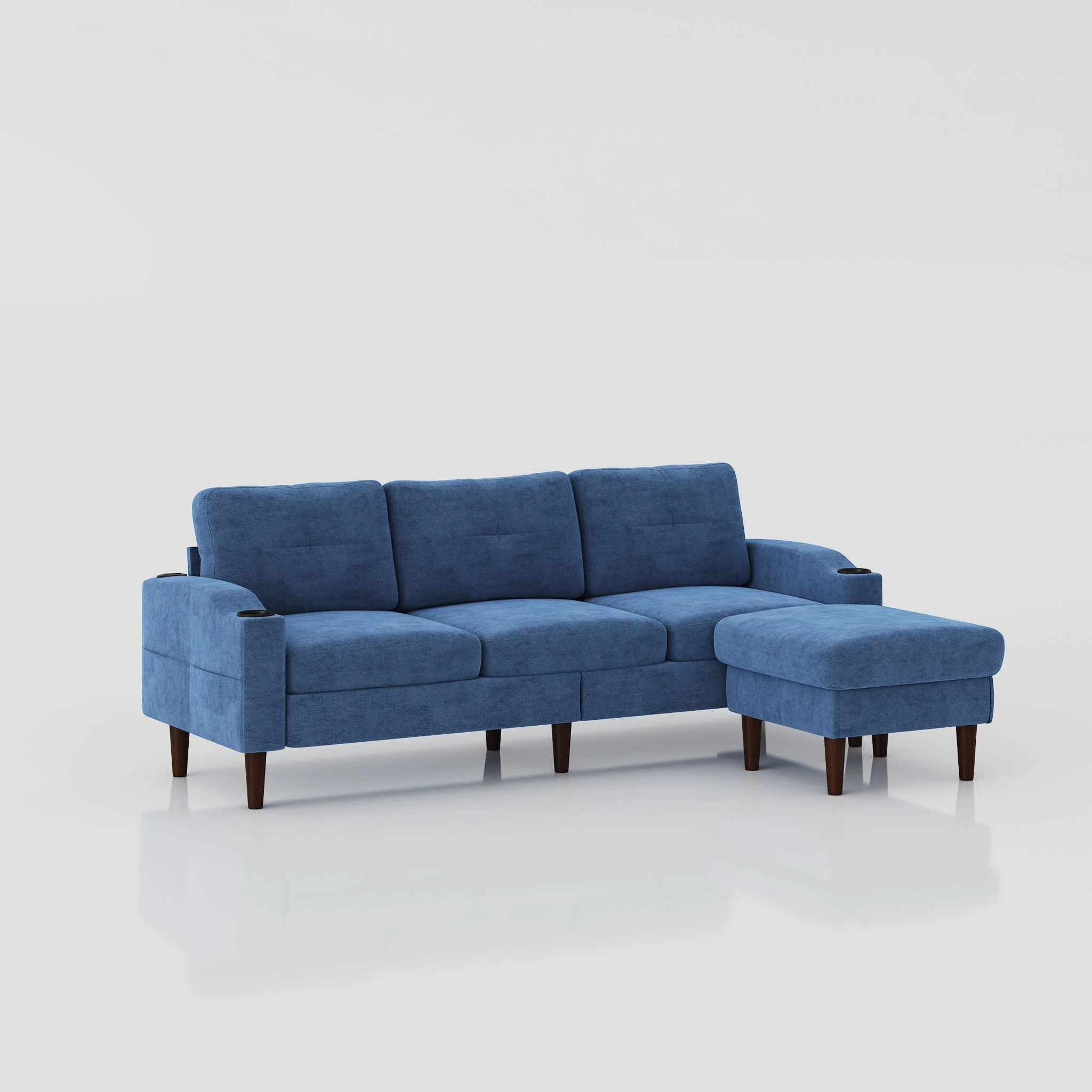 3 Seater Convertible Combination L Shaped Sofa With Footstools With Storage - Image 13