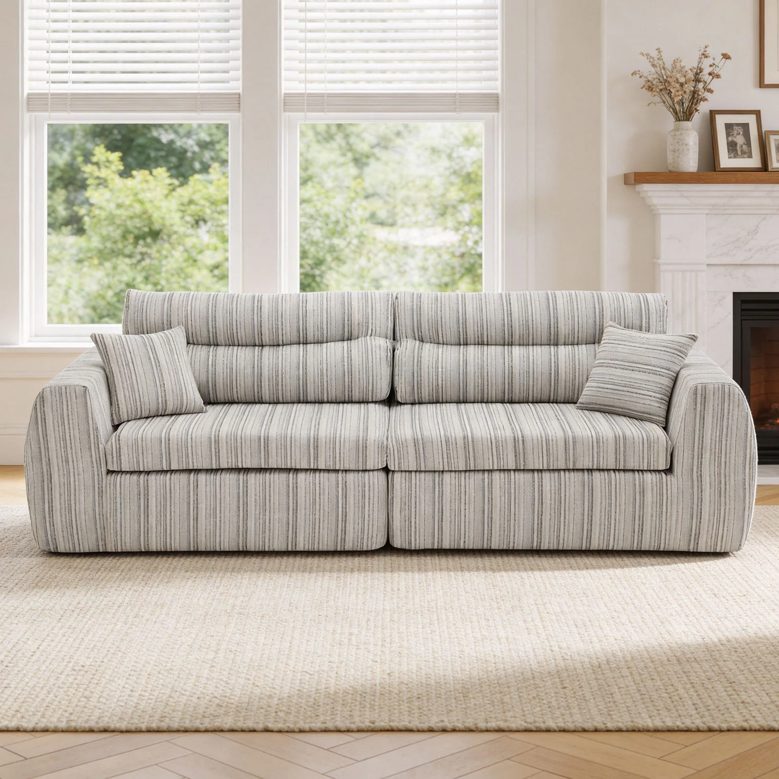 3 Seater, Couch With Throw Pillows For Living Room - Image 11