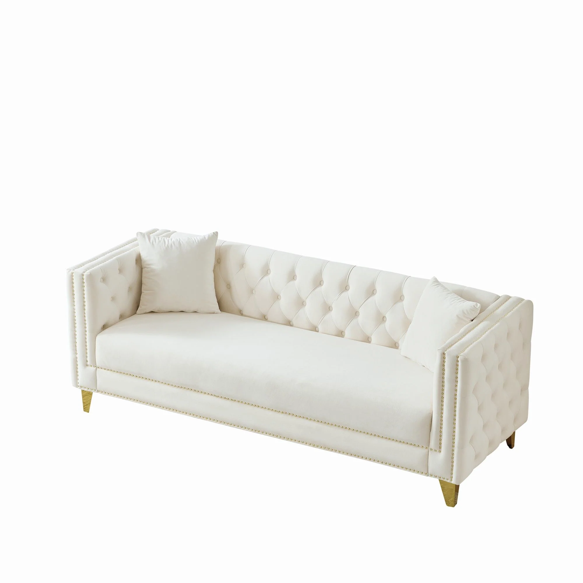 3 Seater Deep Seat Sofa, Sofa With Button Nailhead, Square Arm - Image 7