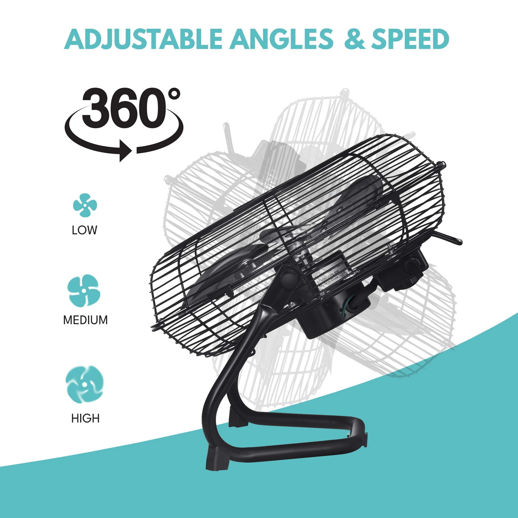 3 Speed High Velocity Industrial Heavy Duty Metal Floor Fan With Tilting Head For Outdoor / Indoor Use - Image 8