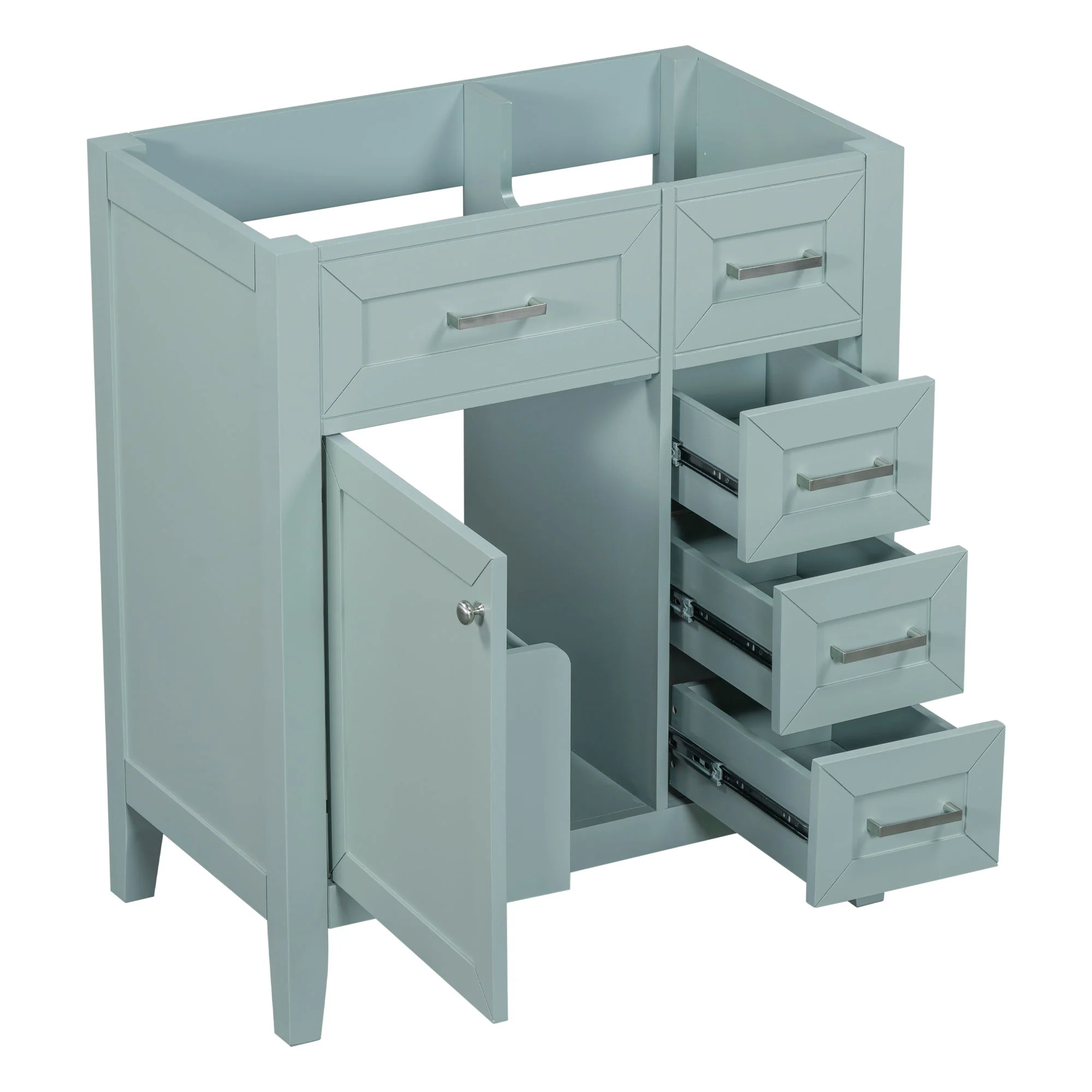 30" Bathroom Vanity Without Sink, Cabinet Base Only, Bathroom Cabinet With Drawers - Green - Image 2