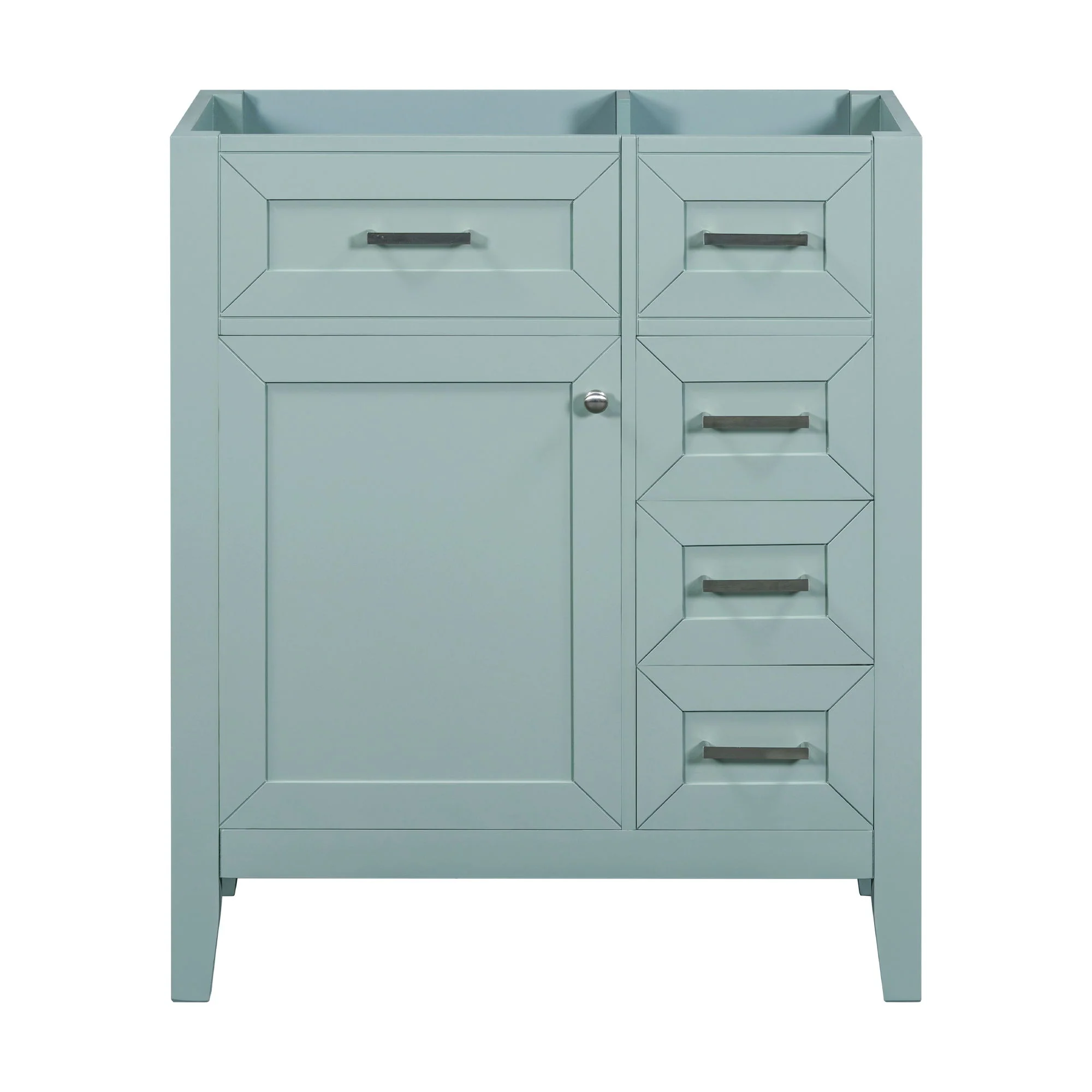 30" Bathroom Vanity Without Sink, Cabinet Base Only, Bathroom Cabinet With Drawers - Green - Image 4