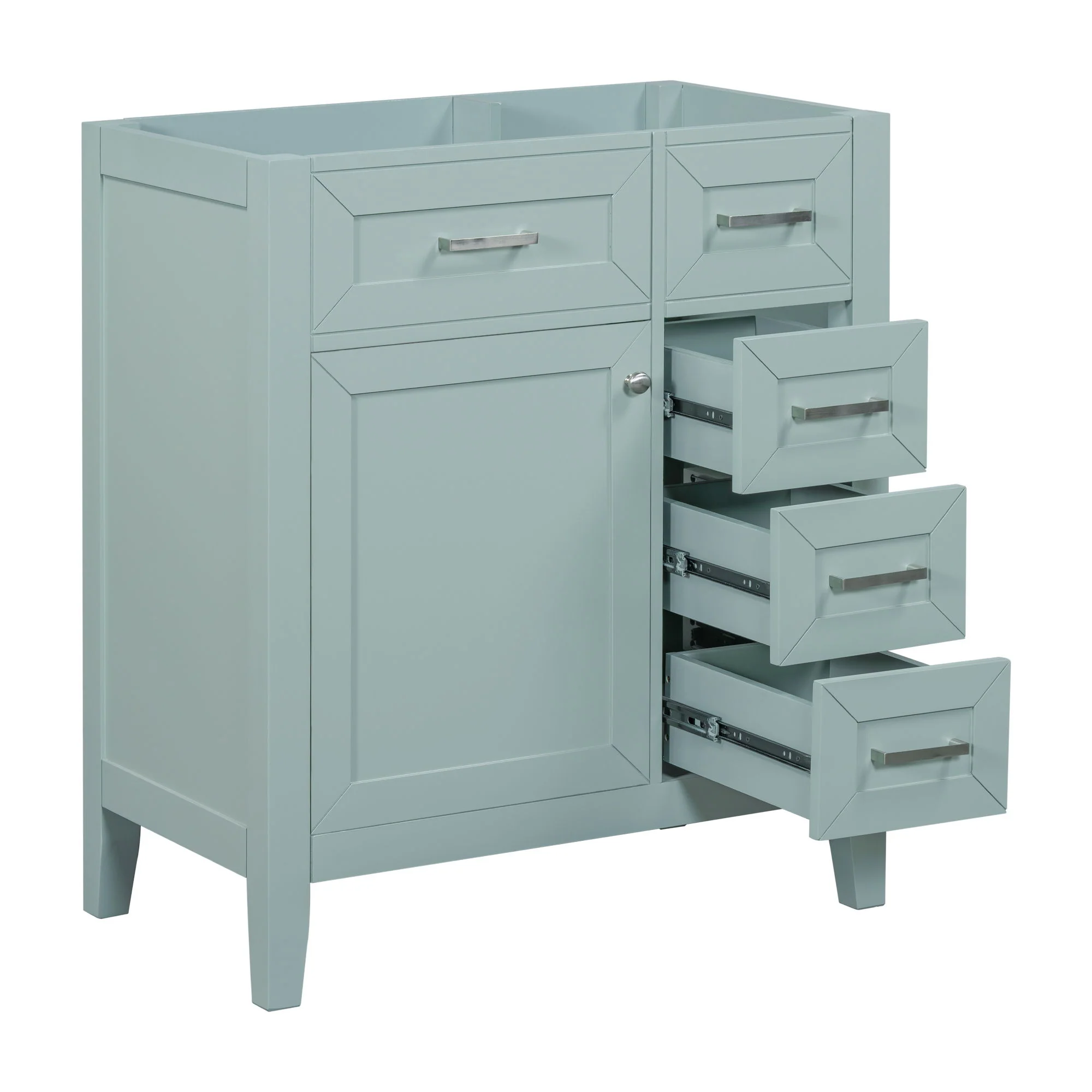 30" Bathroom Vanity Without Sink, Cabinet Base Only, Bathroom Cabinet With Drawers - Green - Image 8