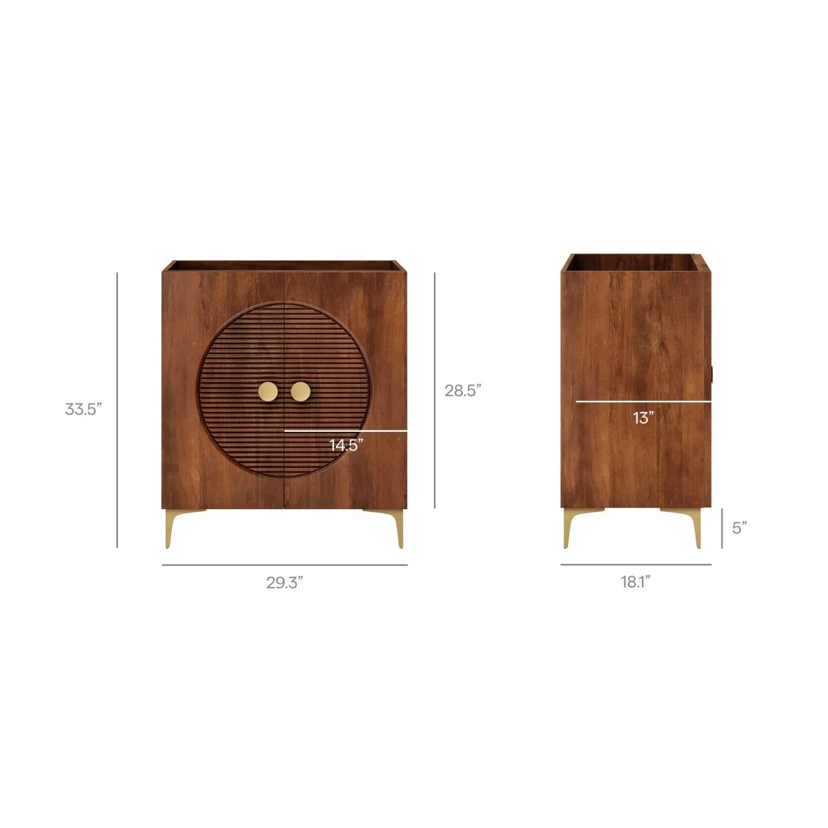30" Fluted Wood Bathroom Vanity Cabinet – Walnut (No Sink) - Image 4