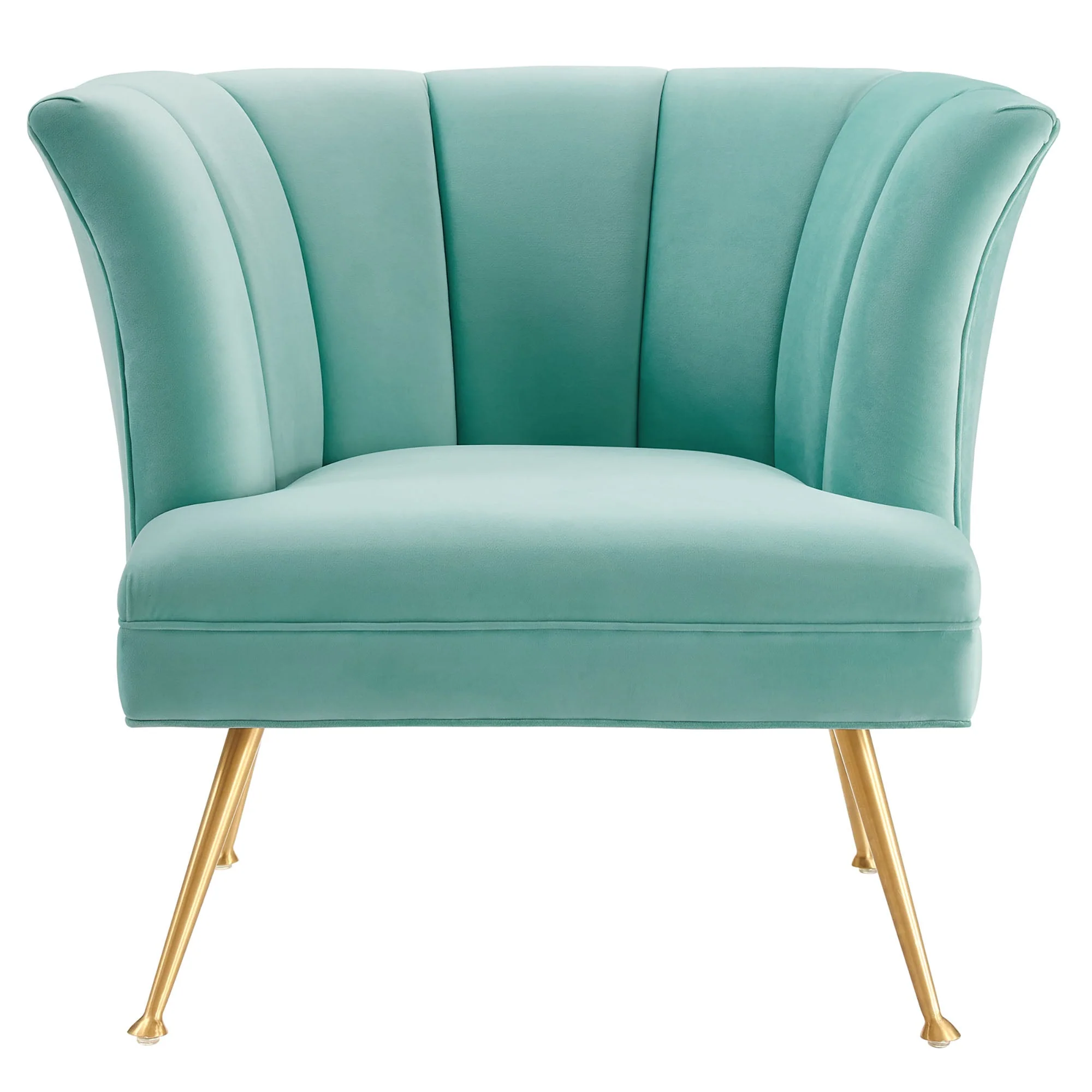 30 Inch Channel Tufted Performance Velvet Armchair with Gold Legs - Image 11