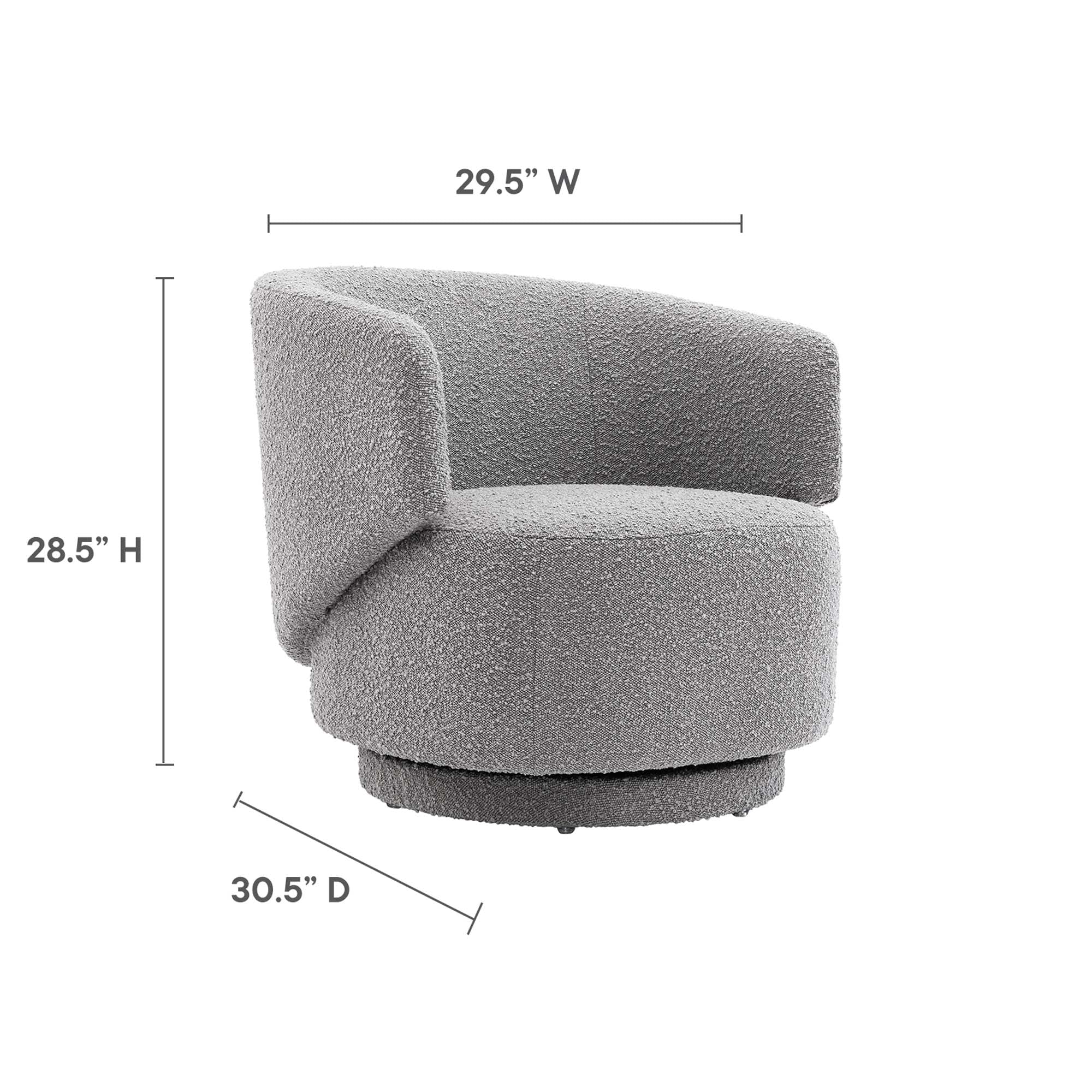 30 Inch Curved Boucle Fabric Swivel Accent Chair - Image 17