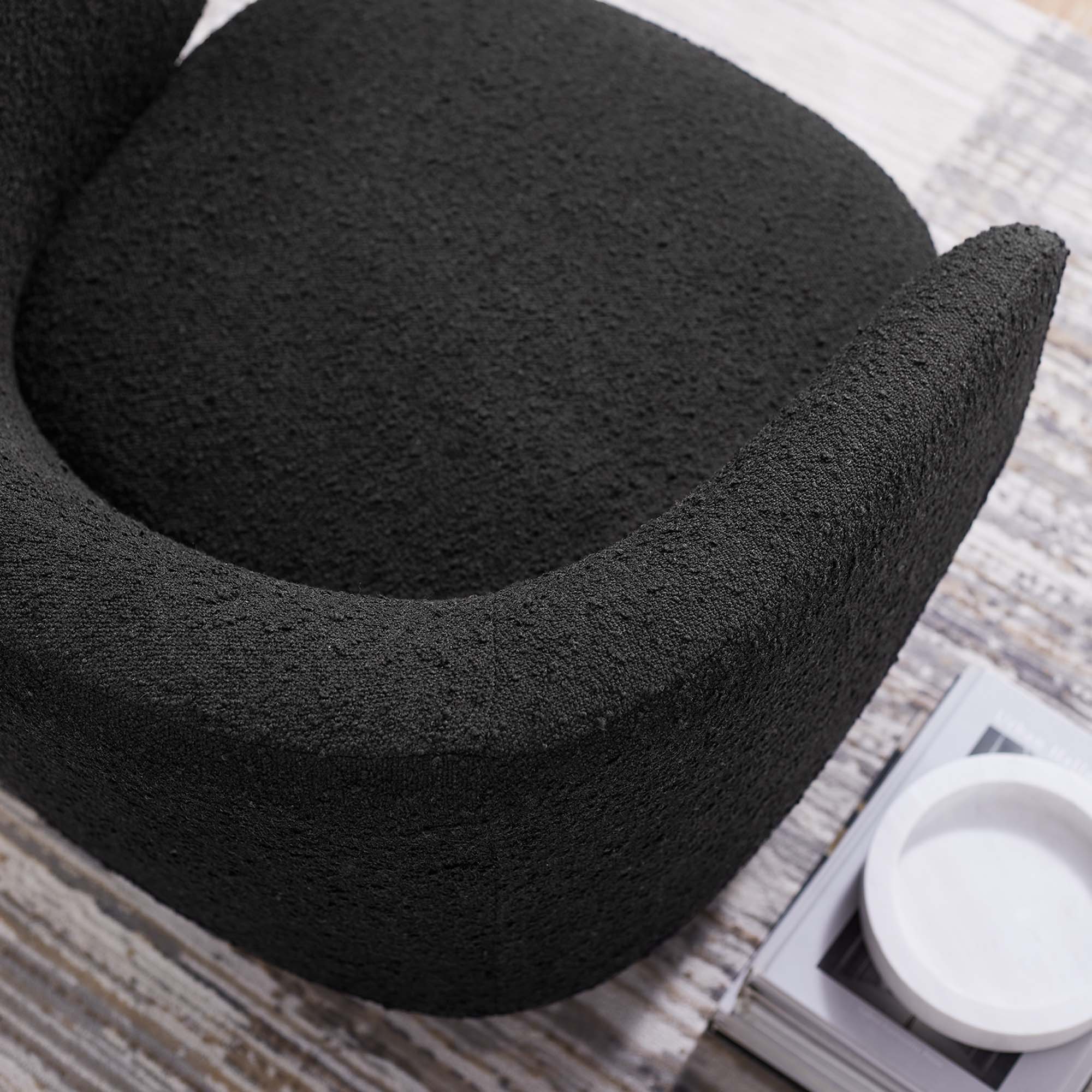 30 Inch Curved Boucle Fabric Swivel Accent Chair - Image 4