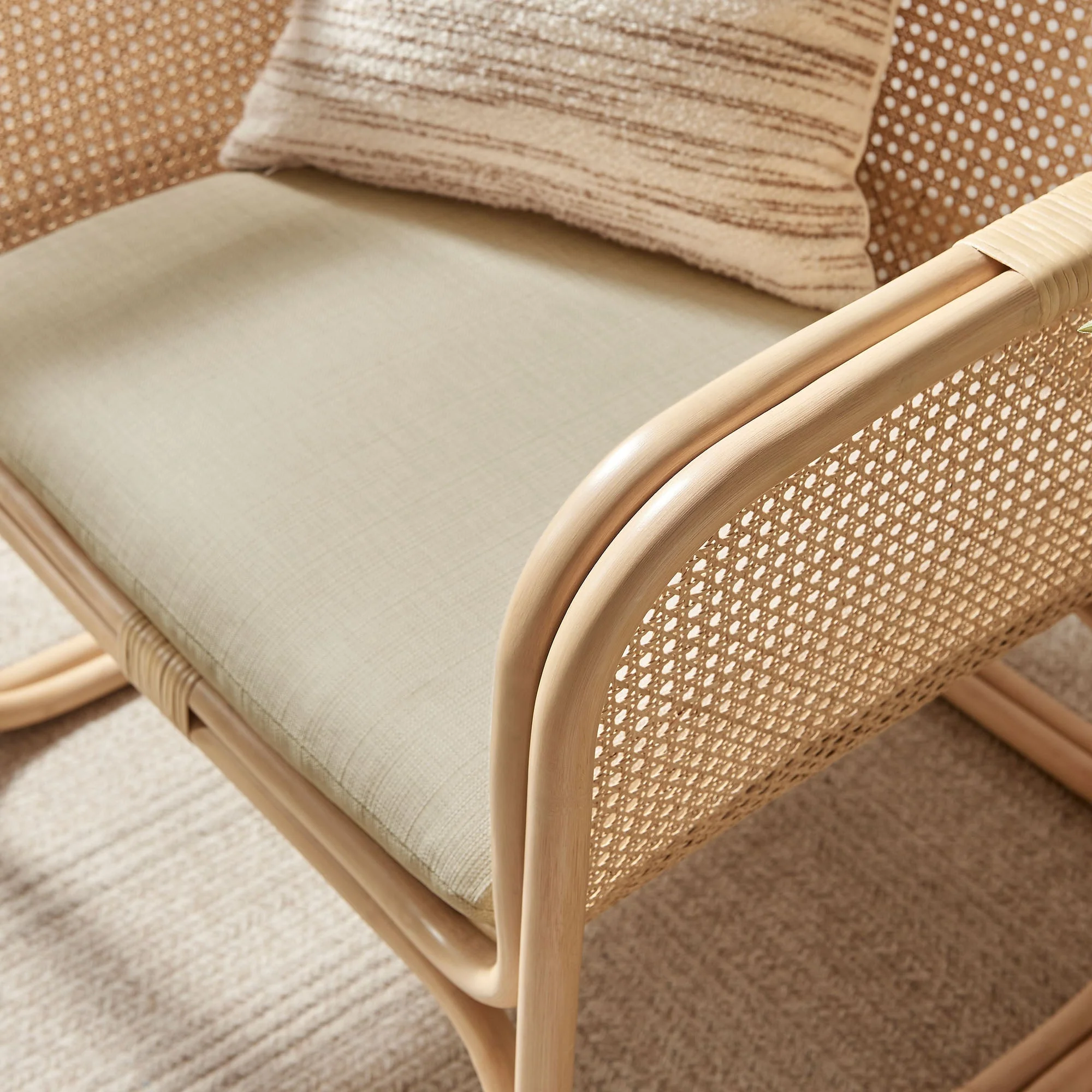 30 Inch Natural Rattan Accent Armchair with Machine Washable Cushion - Image 4