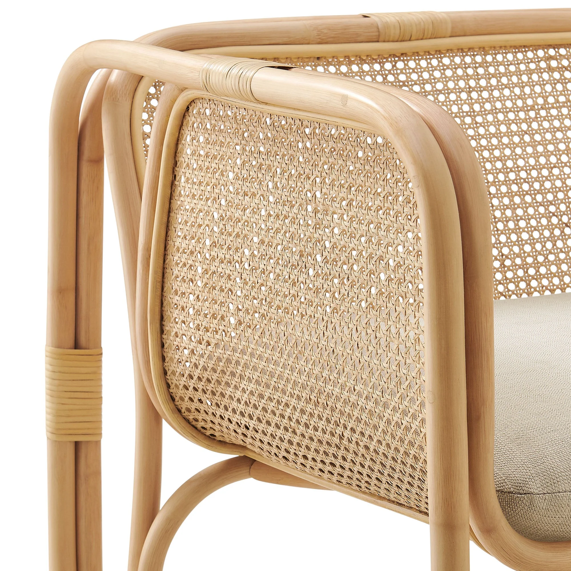 30 Inch Natural Rattan Accent Armchair with Machine Washable Cushion - Image 6