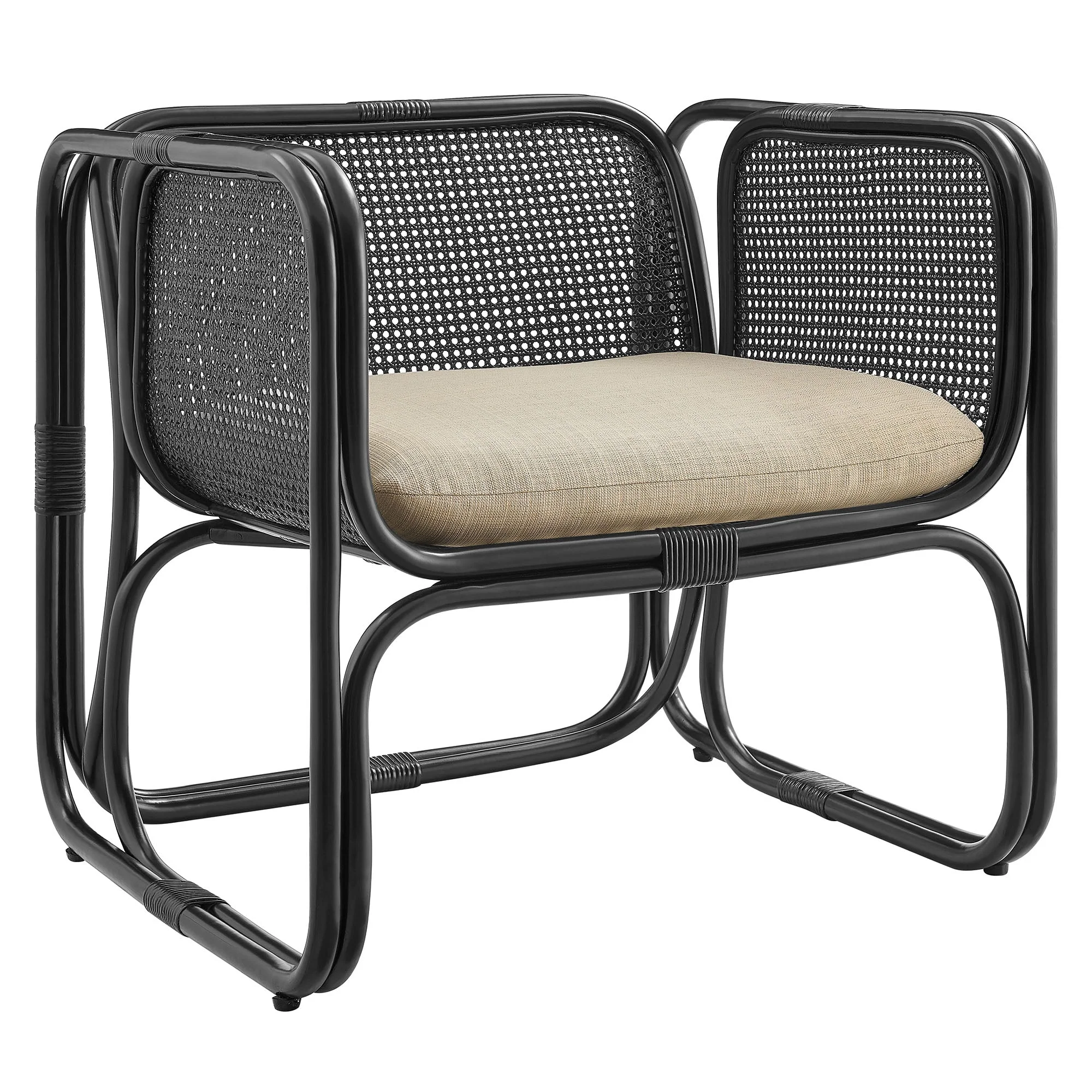 30 Inch Natural Rattan Accent Armchair with Machine Washable Cushion - Image 8