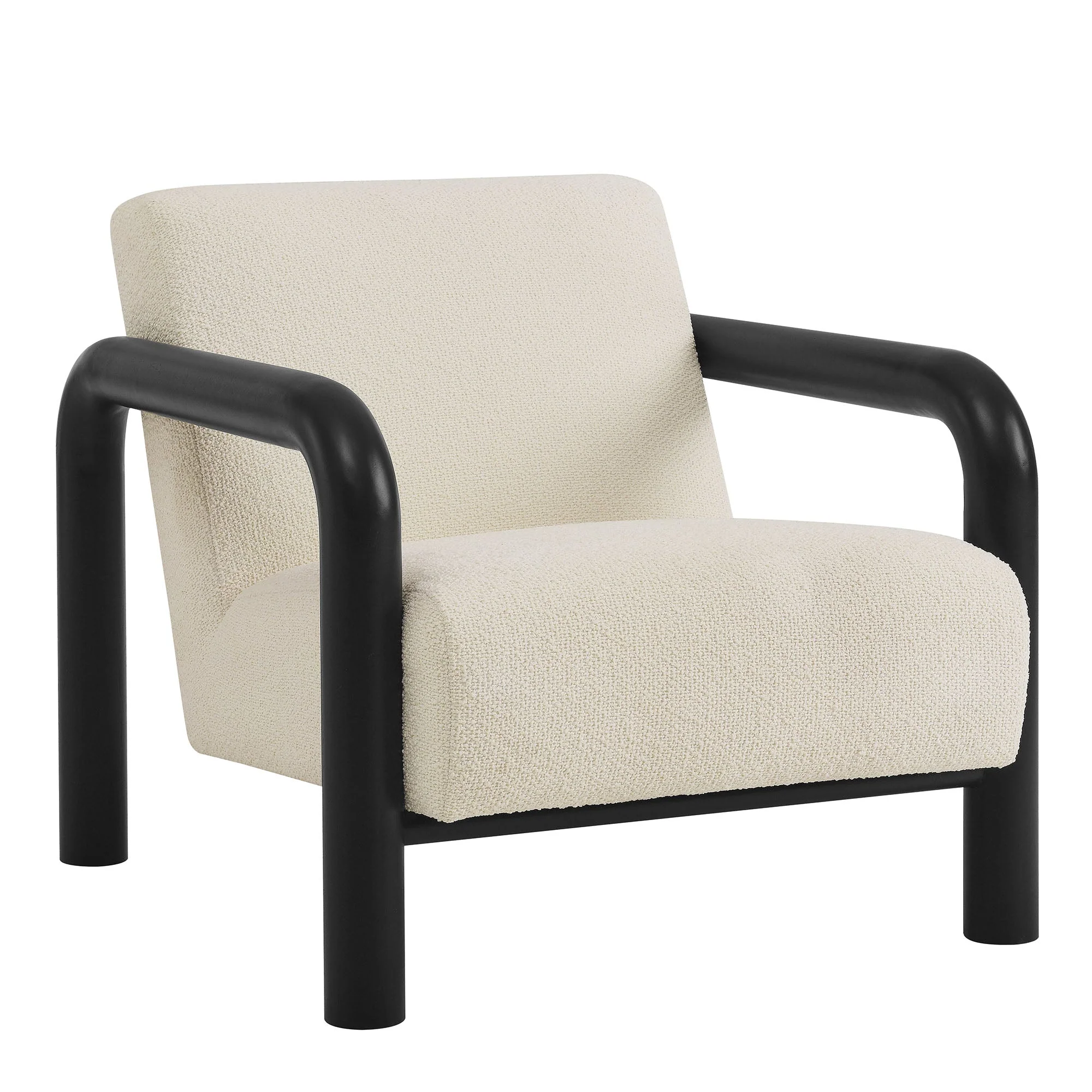 30 Inch Lattice Boucle Accent Chair with Rounded Wood Arms - Image 8