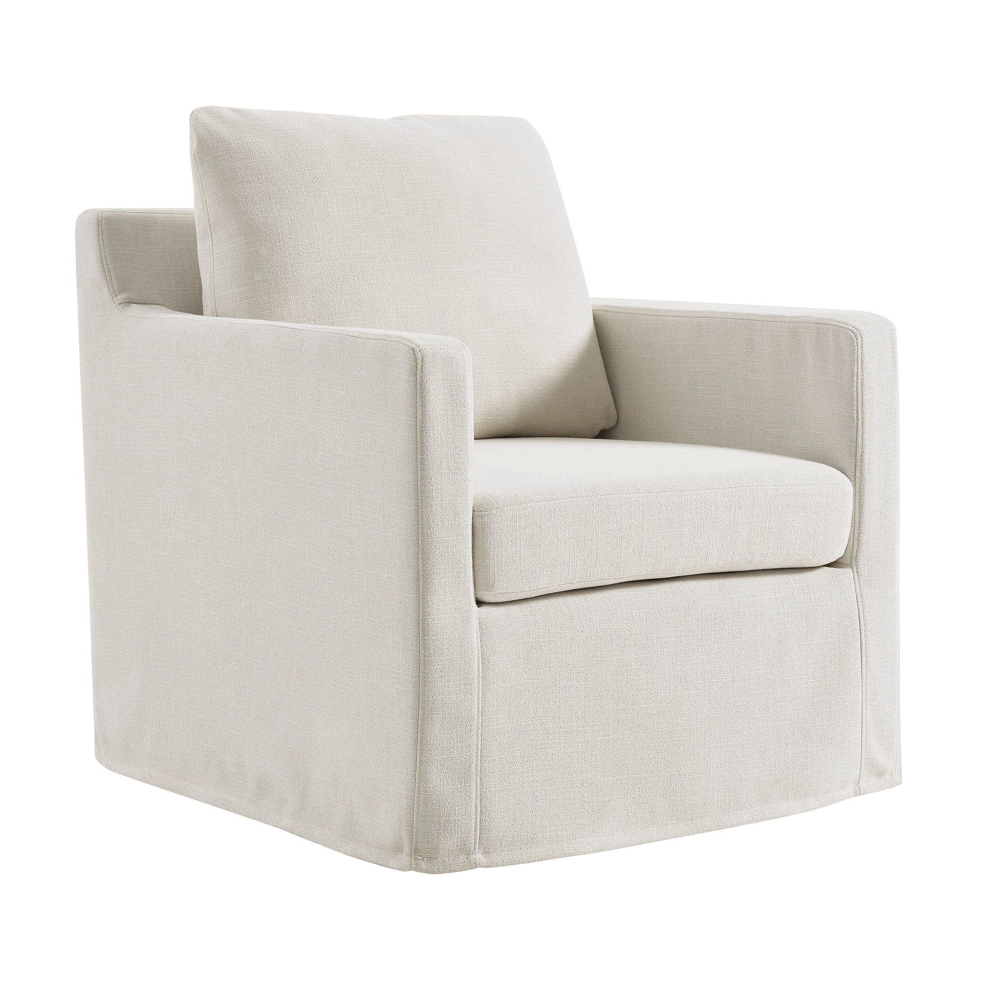 30 Inch Modern Fabric Slipcovered Swivel Armchair