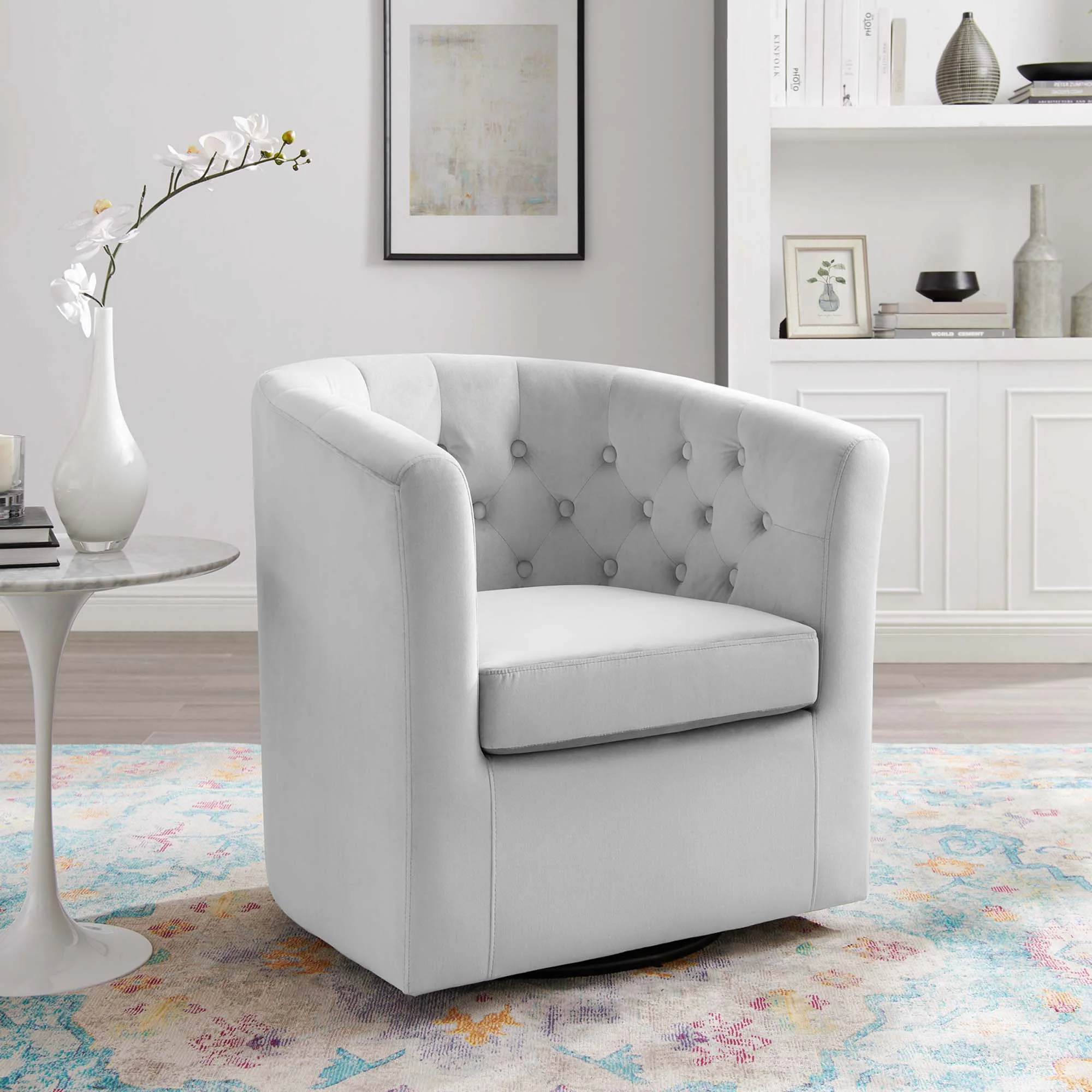 30 Inch Performance Velvet Swivel Armchair - Image 12