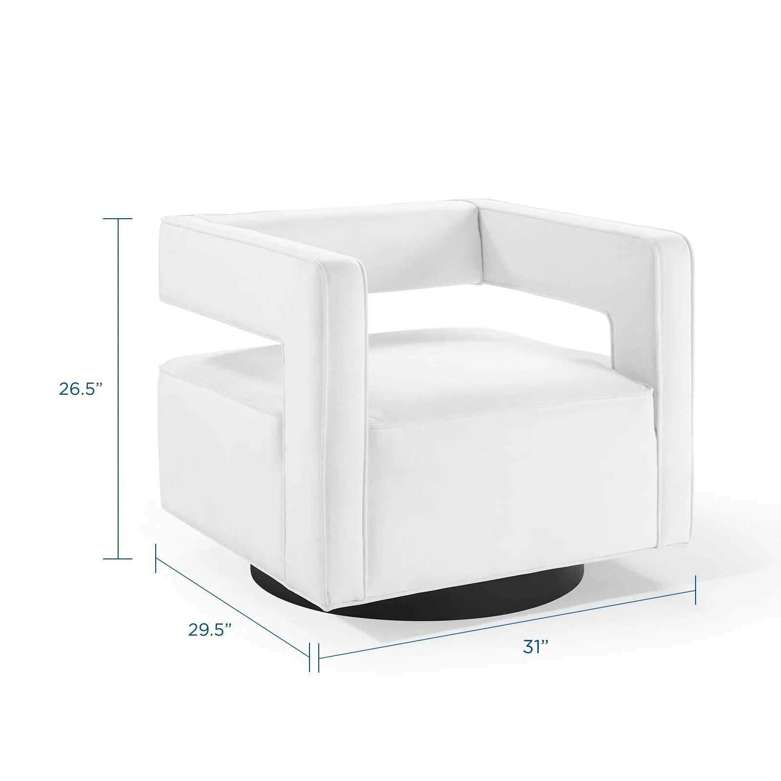30 Inch Performance Velvet Swivel Armchair - Image 8