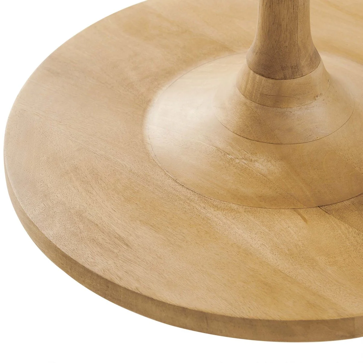 30 Inch Round Solid Mango Wood Pedestal Coffee Table in Oak - Image 5