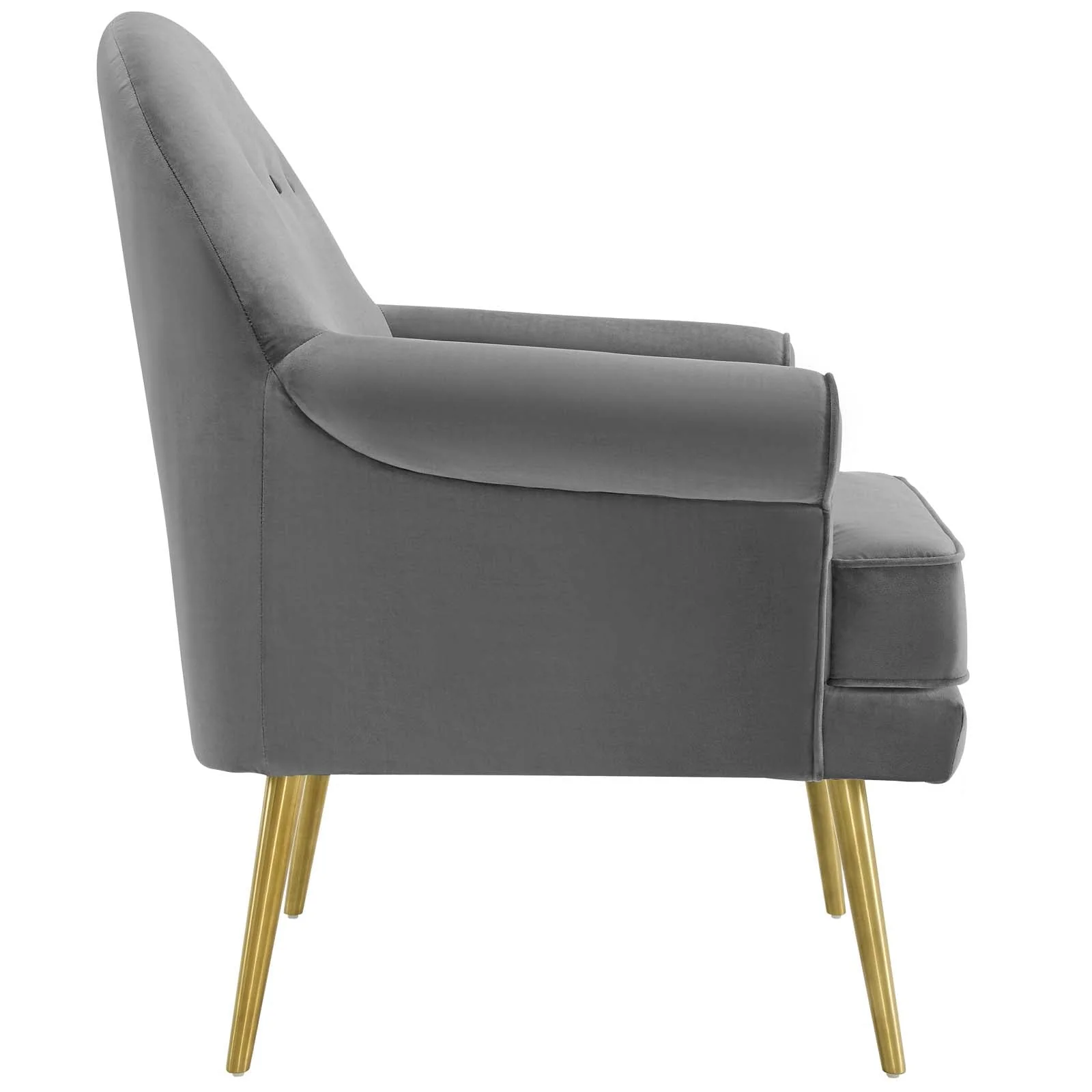 30 Inch Tufted Button Performance Velvet Armchair with Gold Stainless Steel Legs - Image 3