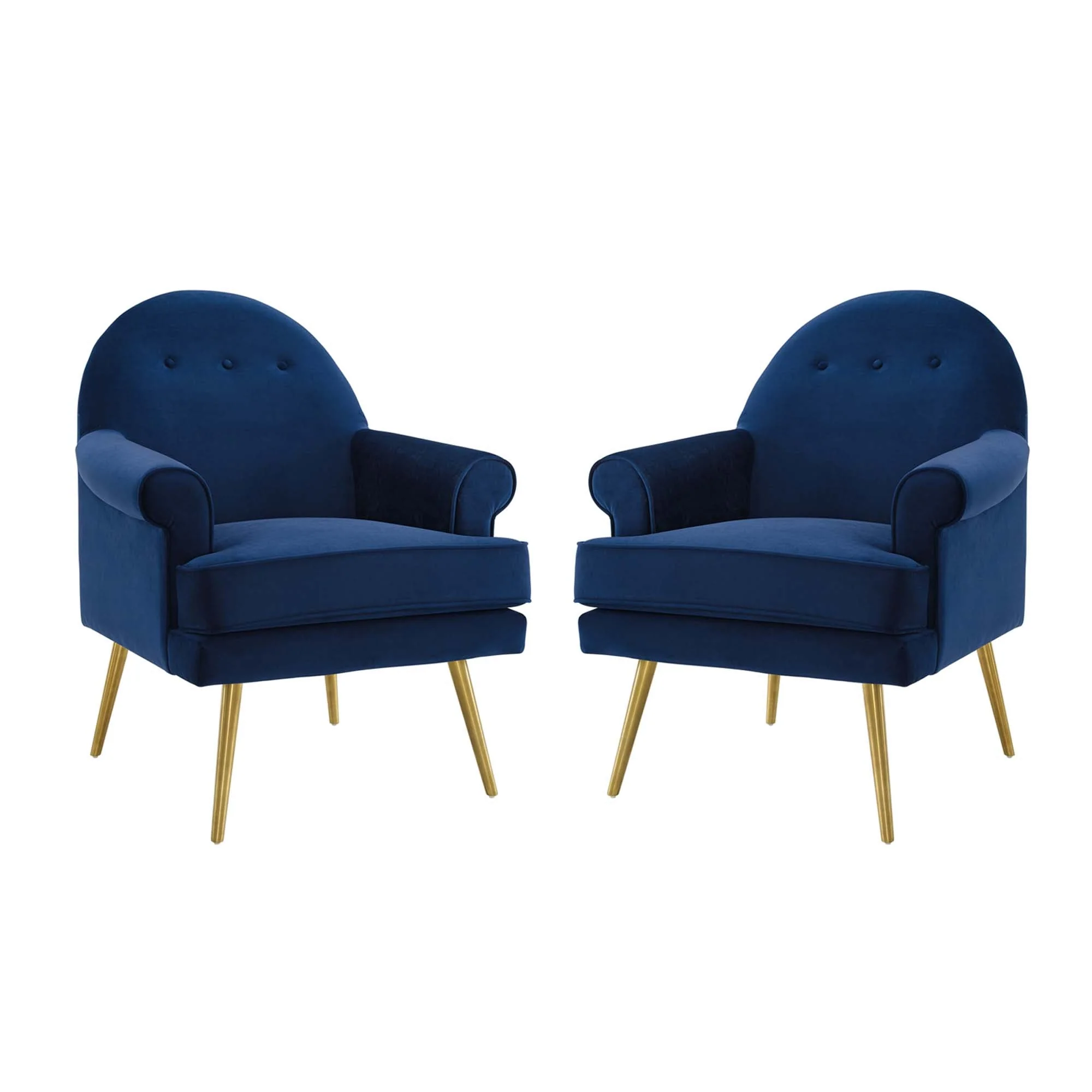 30 Inch Tufted Performance Velvet Armchair Set of 2 with Gold Stainless Steel Legs - Image 7