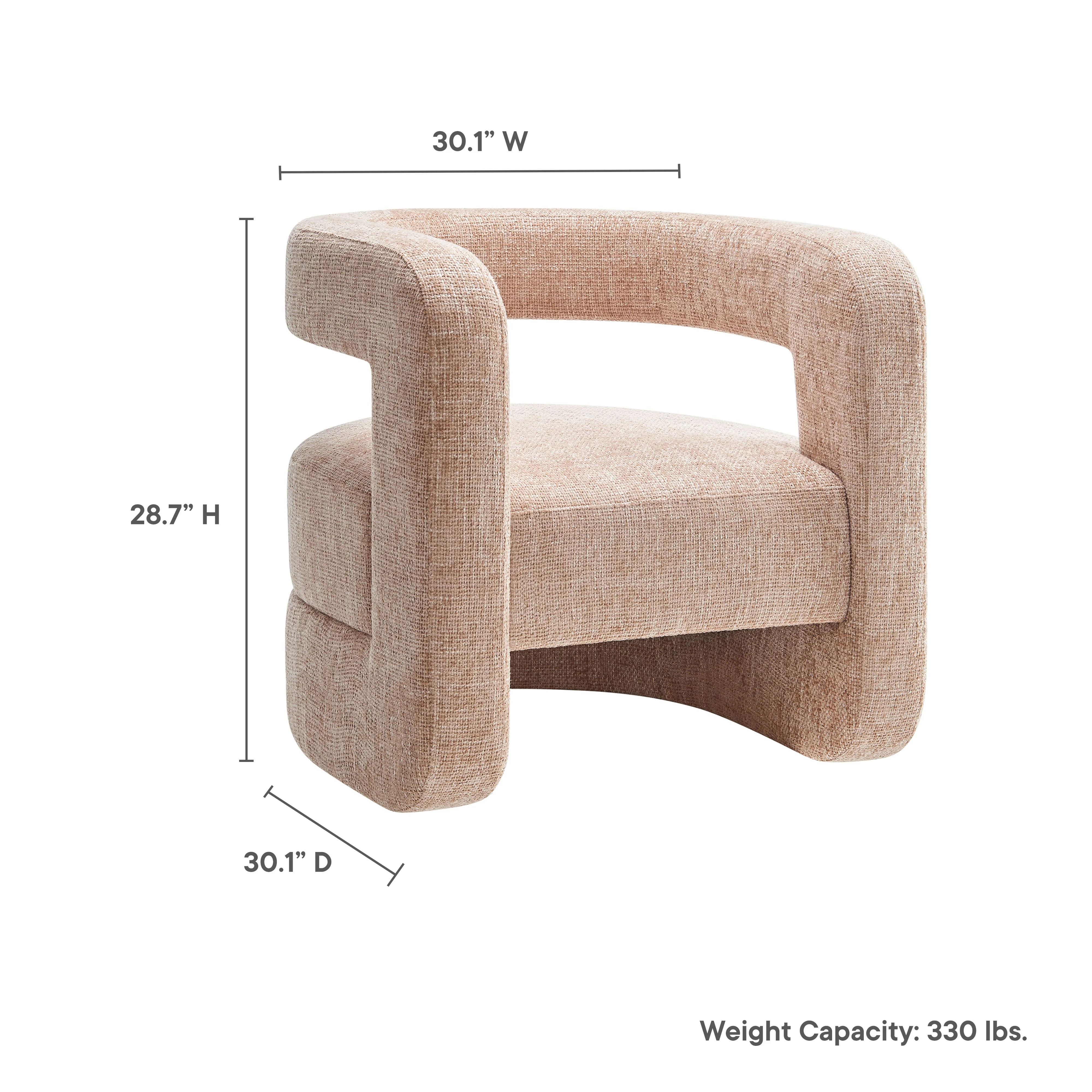30 Inch U-Shaped Chenille Floating Back Accent Chair - Image 17