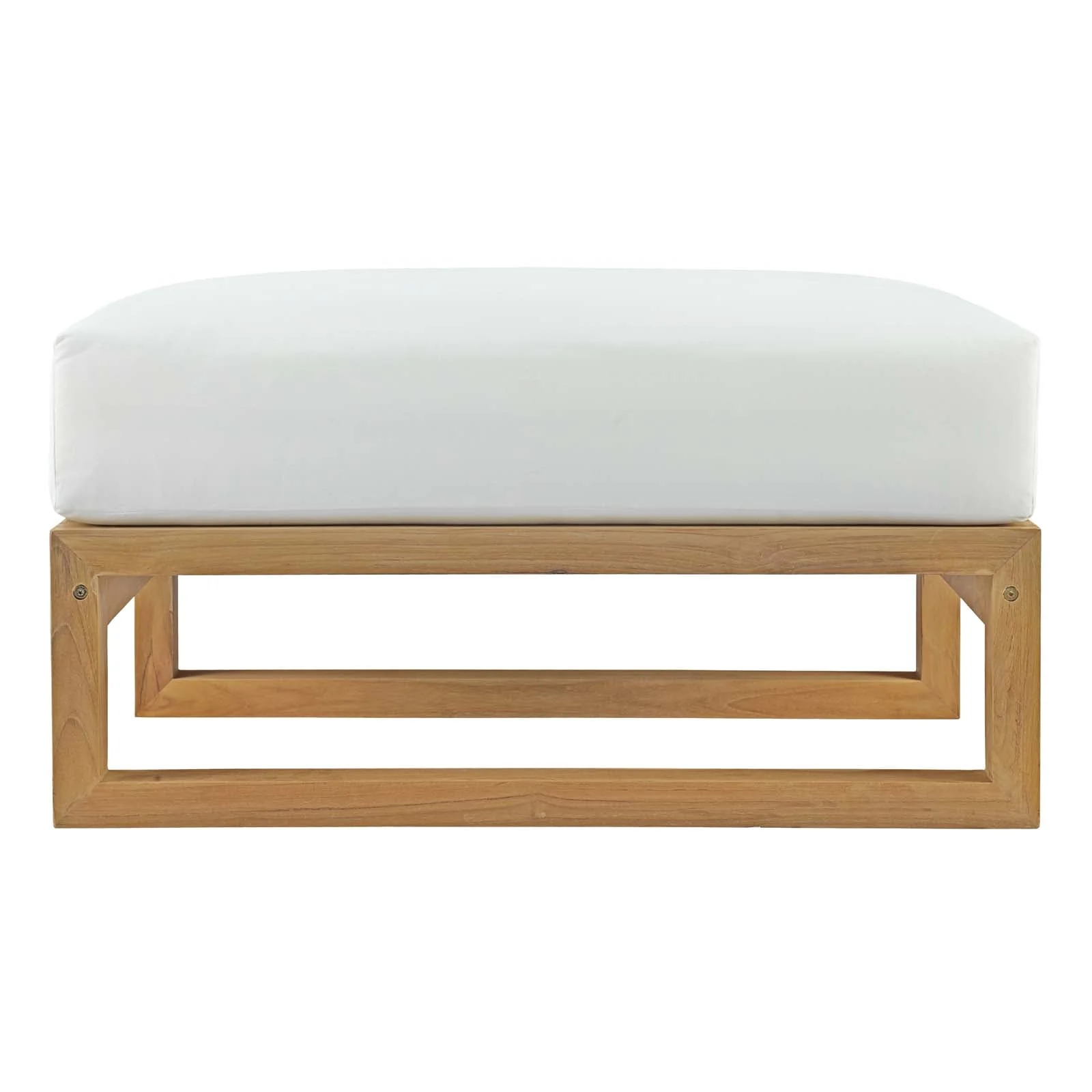 30" Natural White Outdoor Patio Teak Wood Ottoman - Image 2