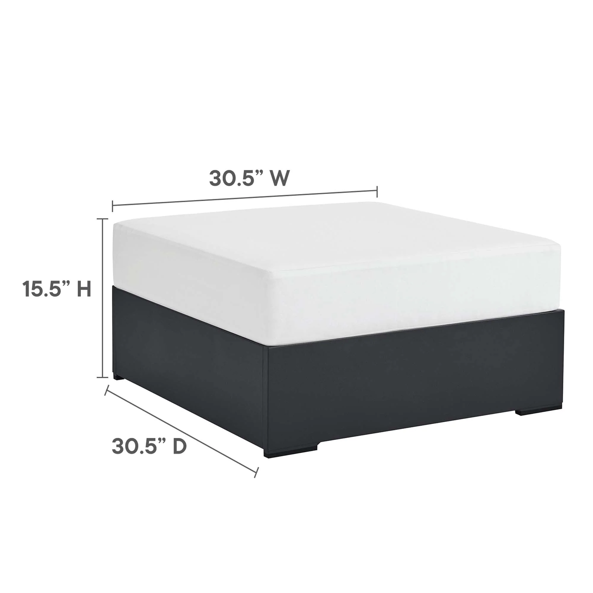 30" Outdoor Patio Aluminum Ottoman Accent Footstool for Garden Deck Porch Seating - Image 3