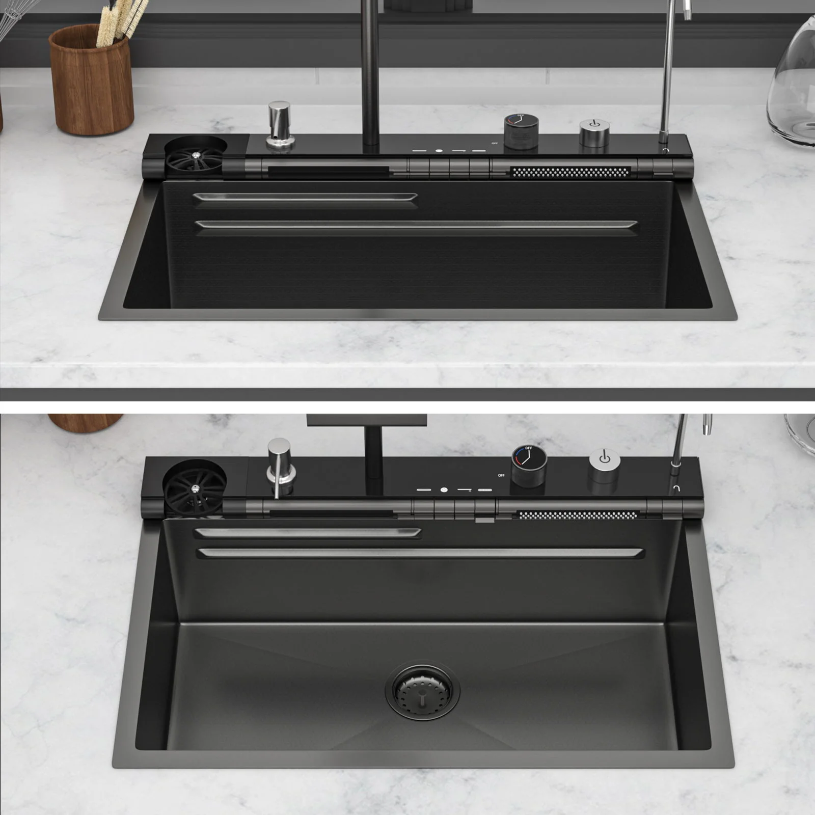 30" Single Bowl Kitchen Sink With Smart LED Faucet - Image 6
