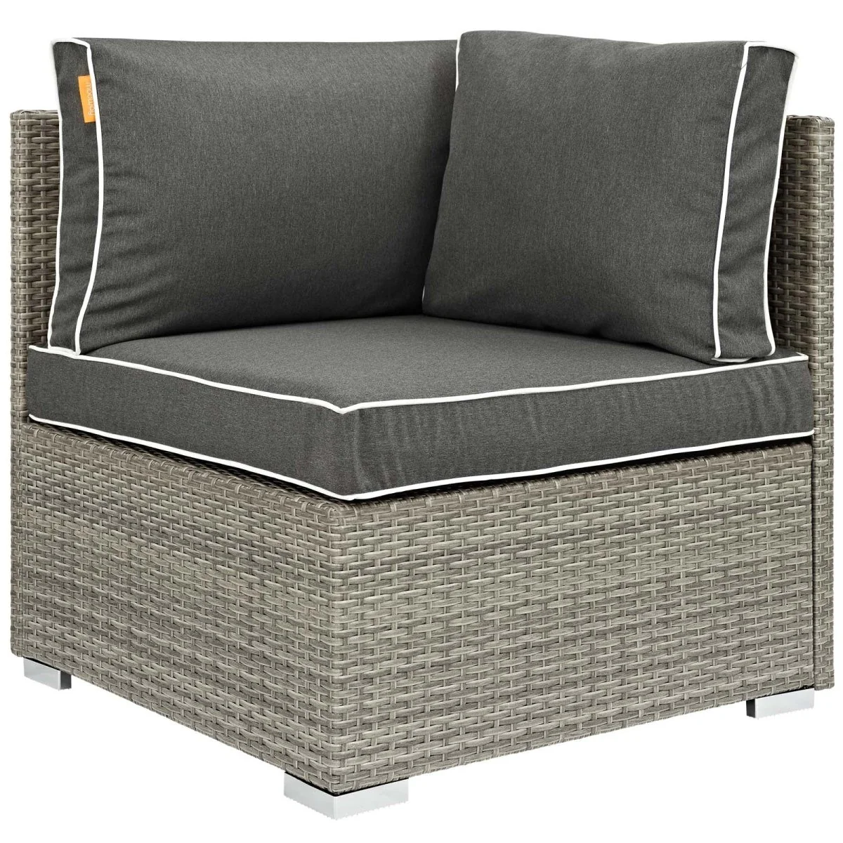 30" Wicker Rattan Outdoor Corner Chair for Patio, Porch and Garden Seating