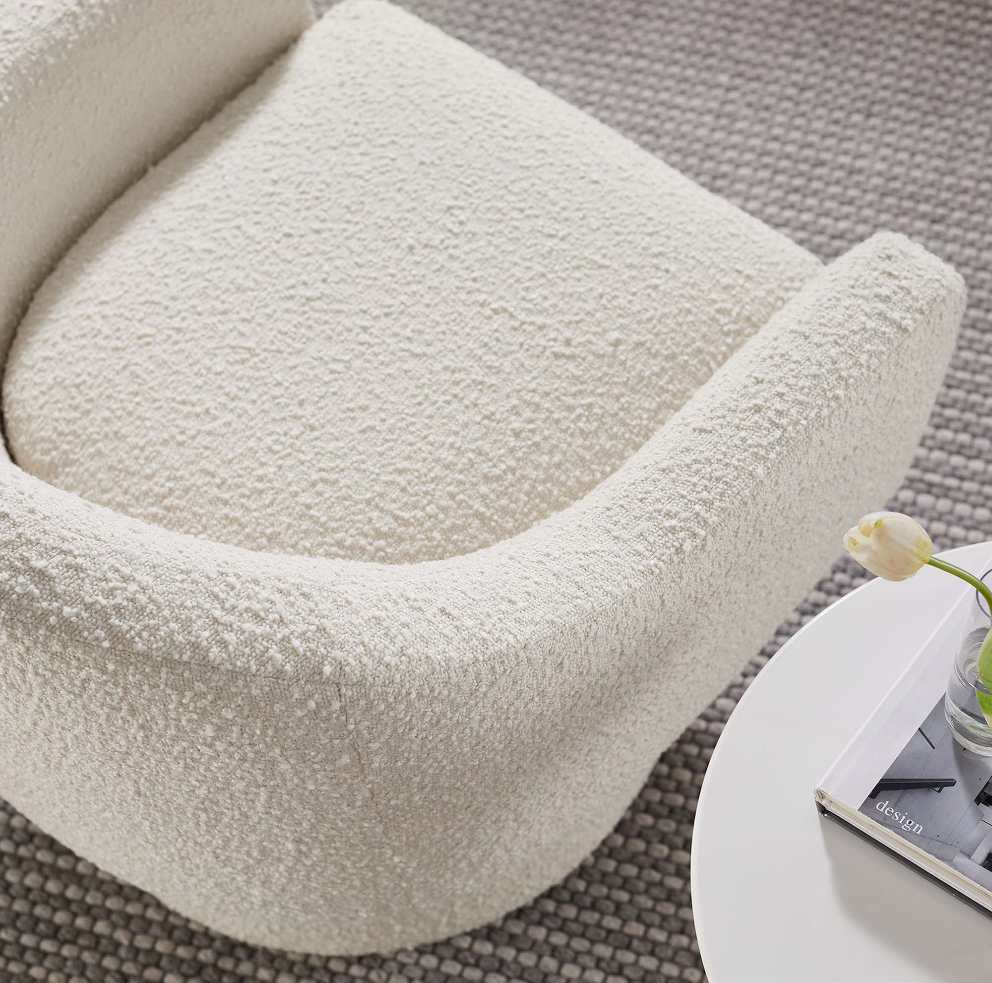 31 Inch Boucle Fabric Swivel Chair - Image 4