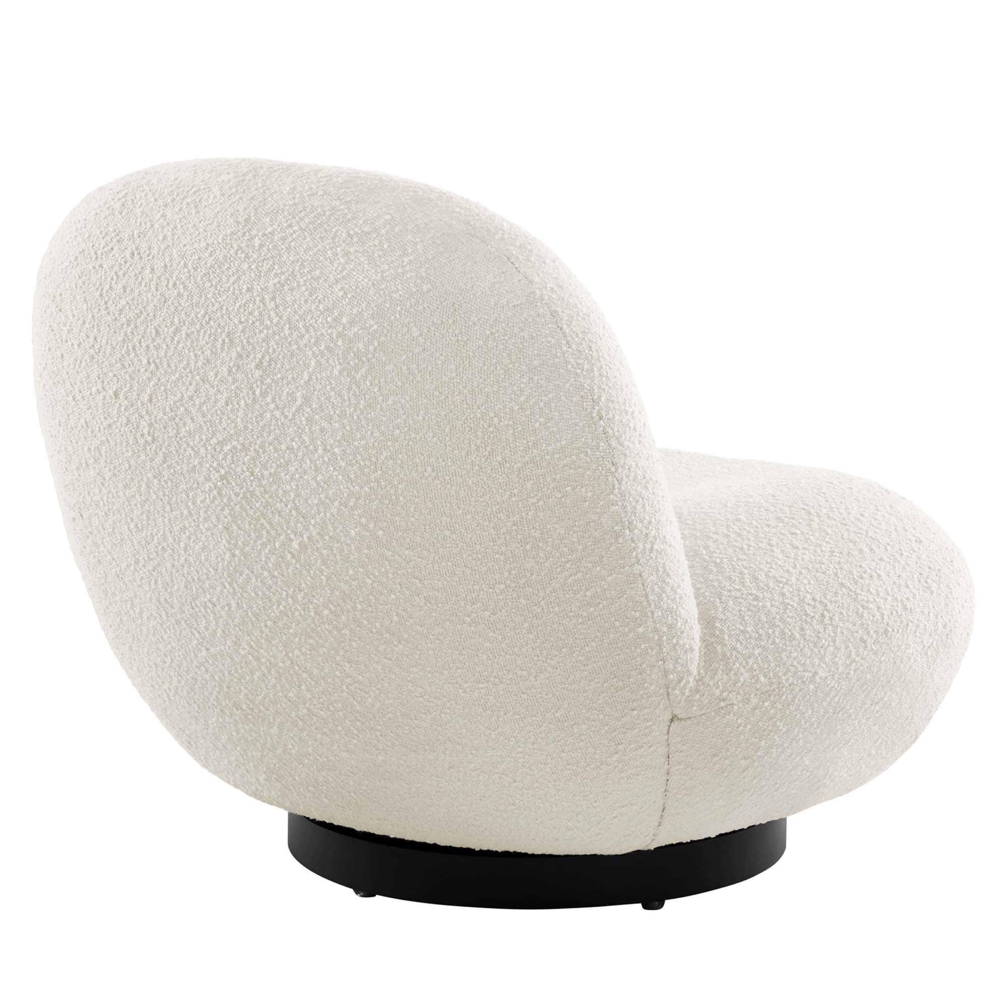 31 Inch Boucle Fabric Swivel Chair in Ivory - Image 4