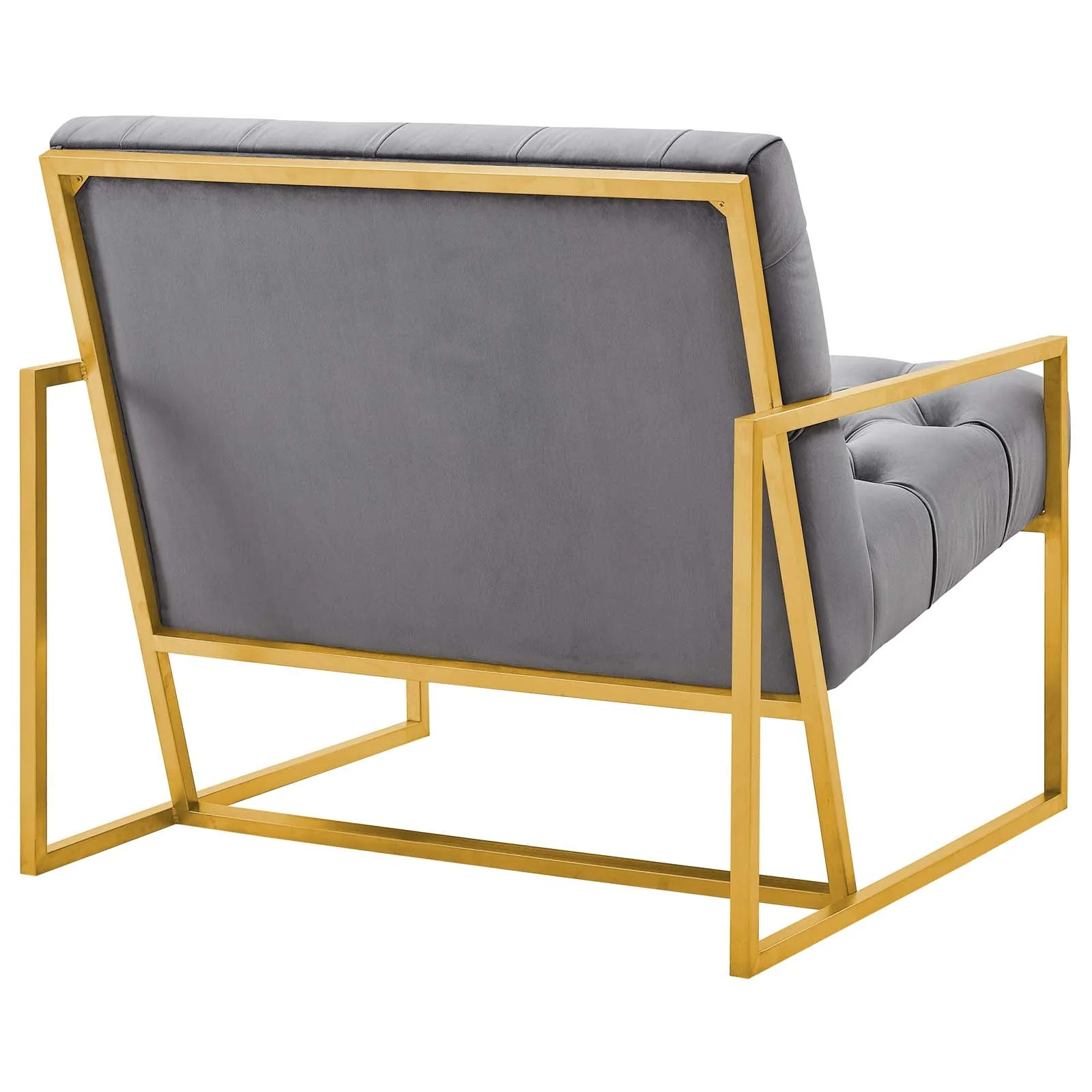 31 Inch Button Tufted Performance Velvet Accent Chair with Gold Frame - Image 4