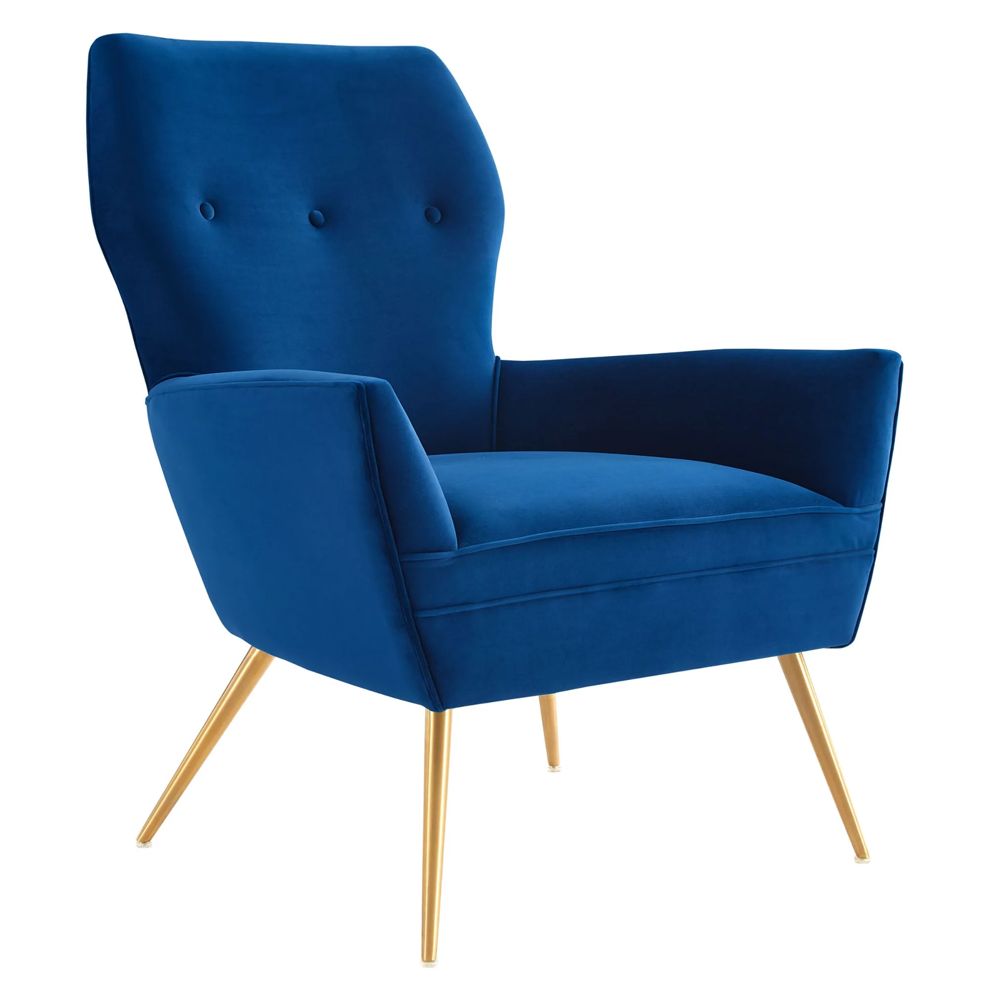 31 Inch Button Tufted Performance Velvet Armchair with Gold Stainless Steel Legs - Image 7