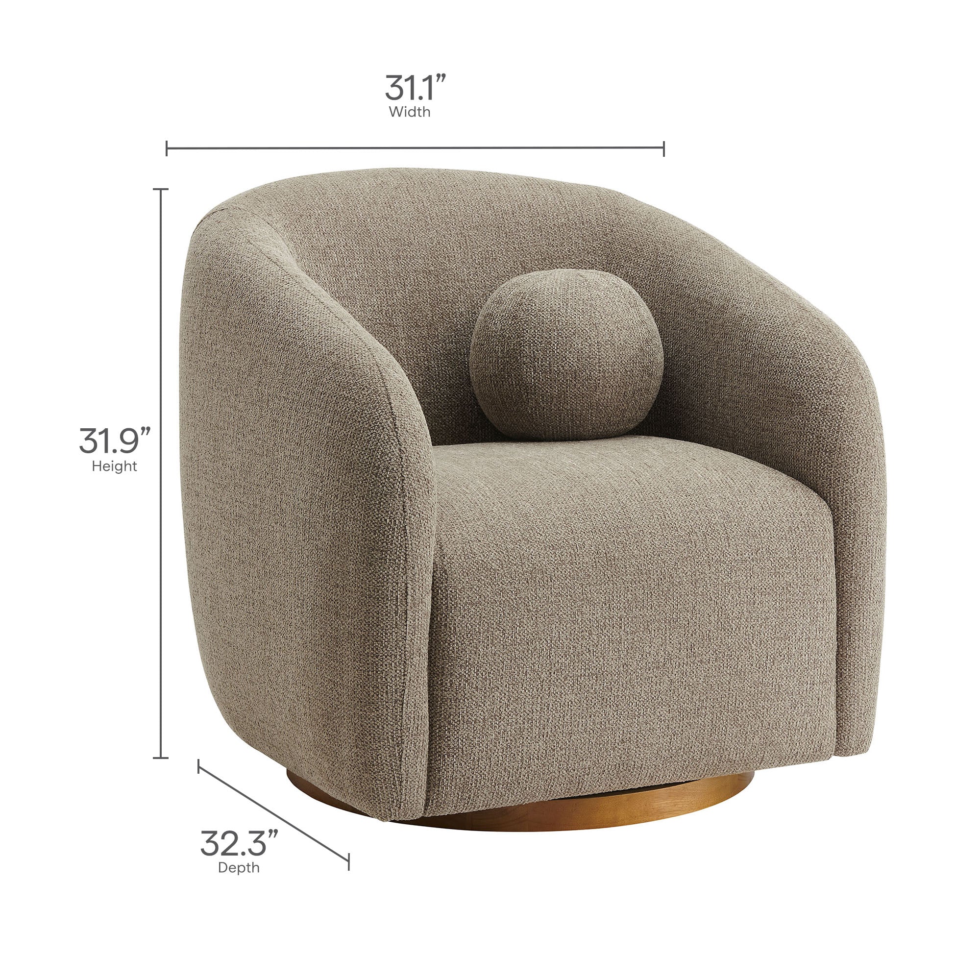 31 Inch Curved Swivel Chenille Fabric Armchair - Image 18