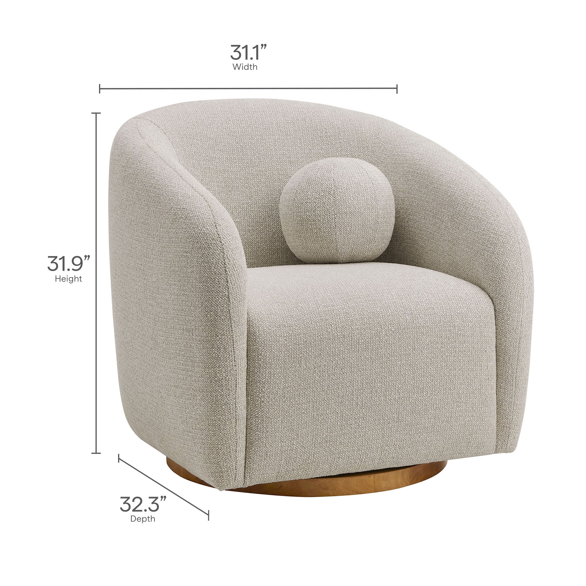 31 Inch Curved Swivel Chenille Fabric Armchair - Image 4
