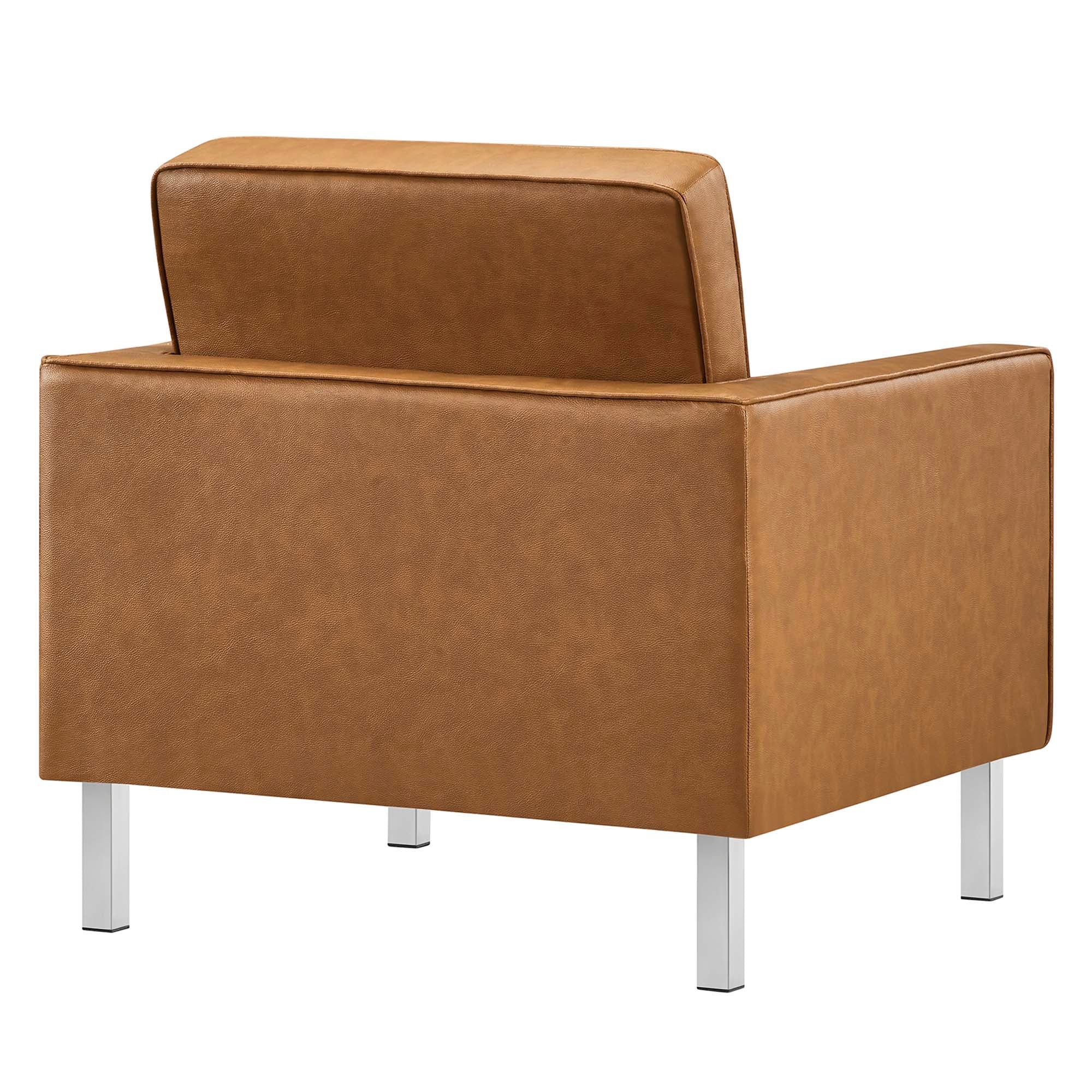 31 Inch Loft Mid-Century Modern Vegan Leather Armchairs with Biscuit Tufting - Set of 2 - Image 19