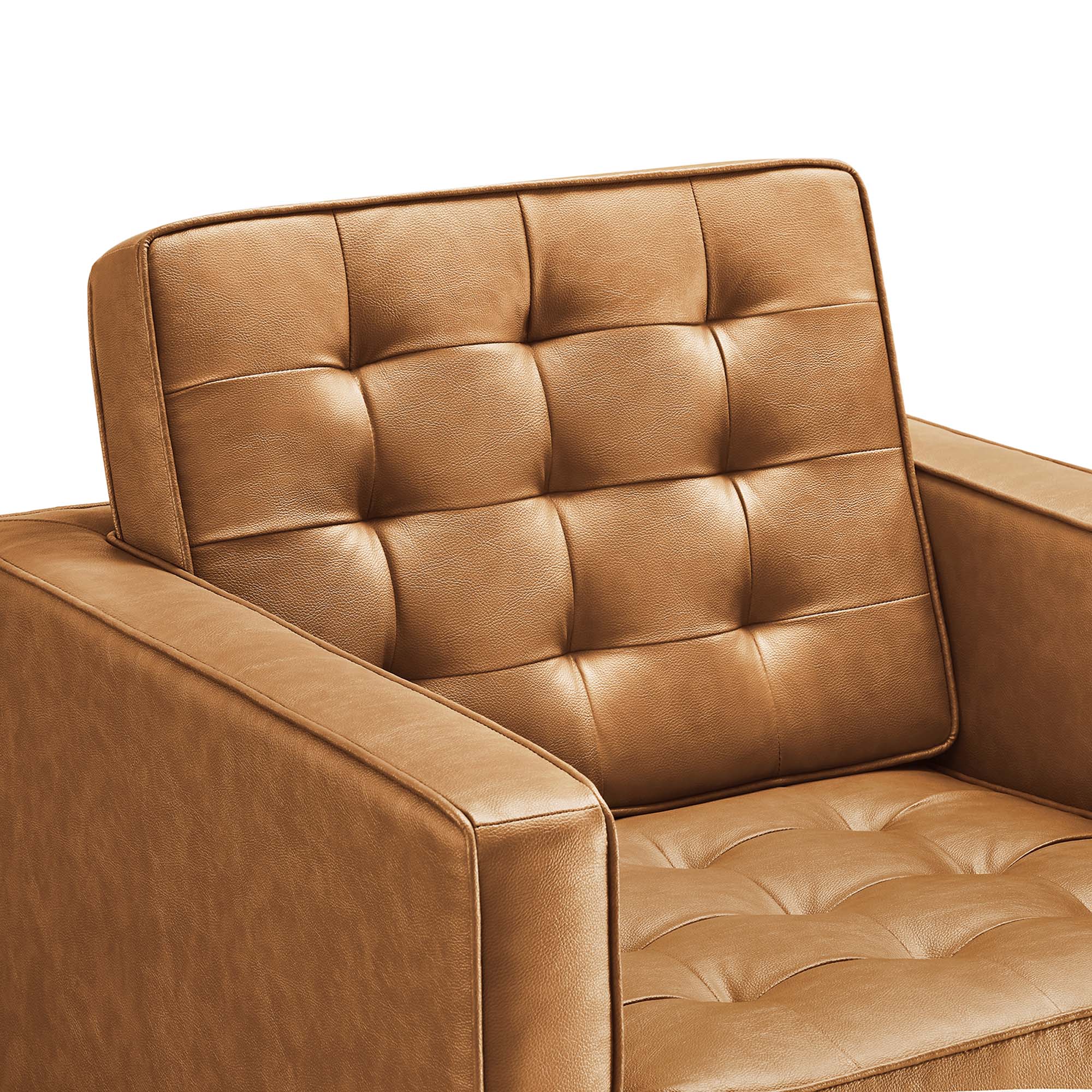 31 Inch Loft Mid-Century Modern Vegan Leather Armchairs with Biscuit Tufting - Set of 2 - Image 20