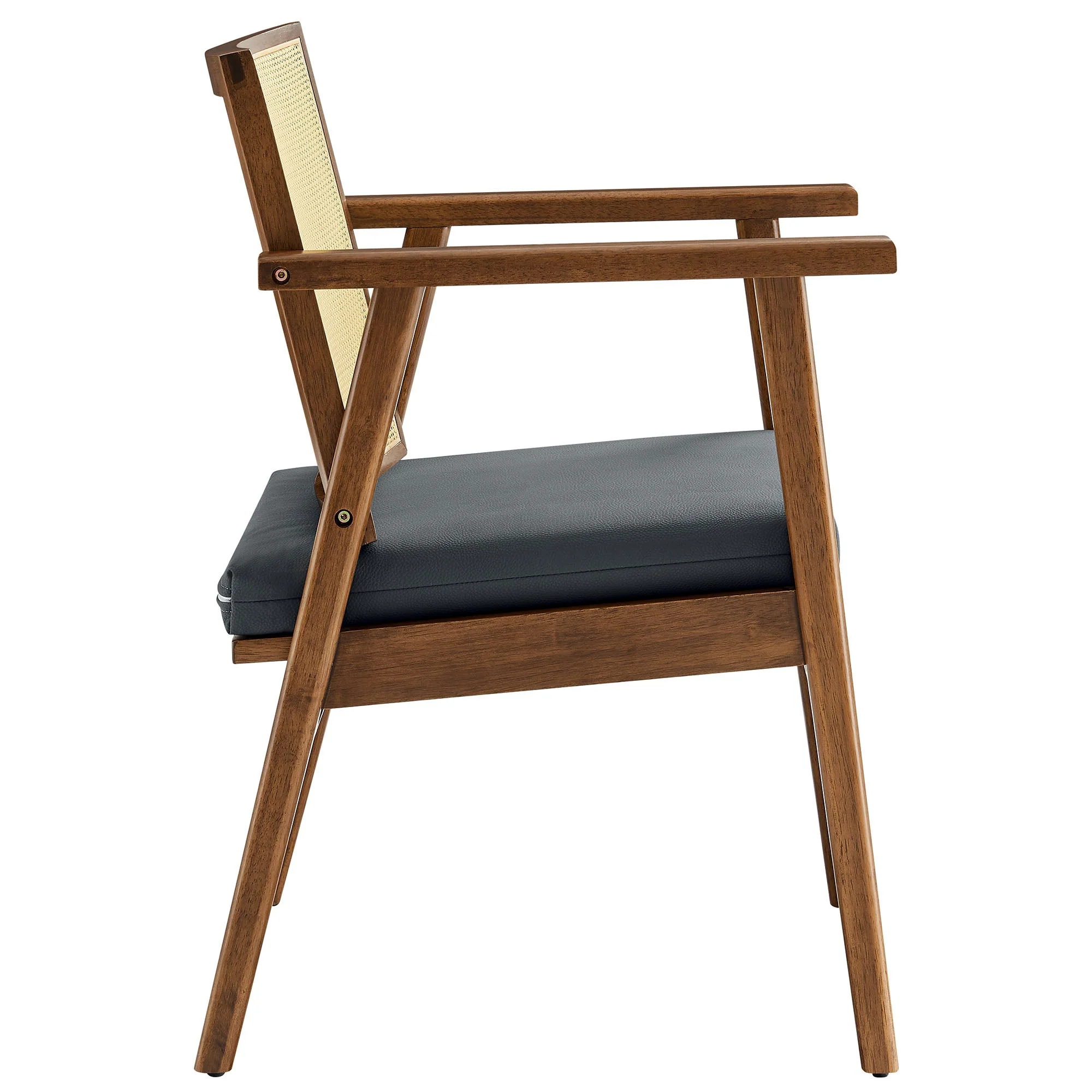 31 Inch Mid-Century Modern Vegan Leather and Cane Accent Armchair - Set of 2 - Image 5