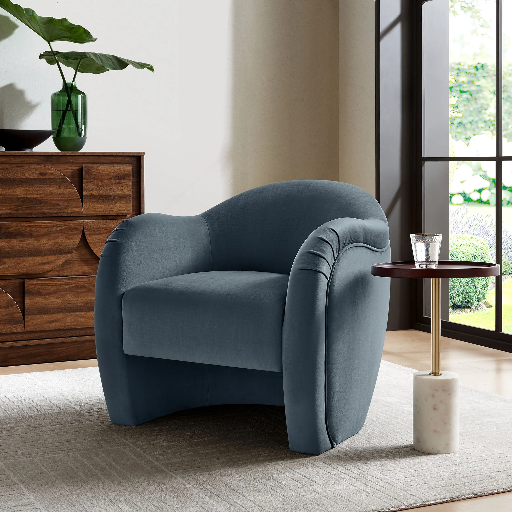 31 Inch Performance Velvet Pleated Barrel Accent Chair - Image 21